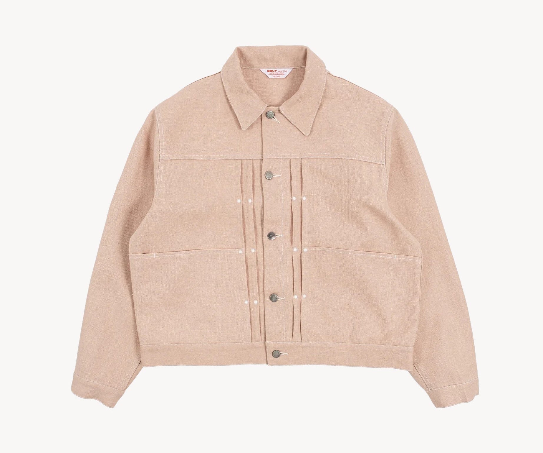 REWORK® DOUBLE PLEATED LINEN JACKET Coats & Jackets SMALL / DUSTY PINK - BRUT Clothing
