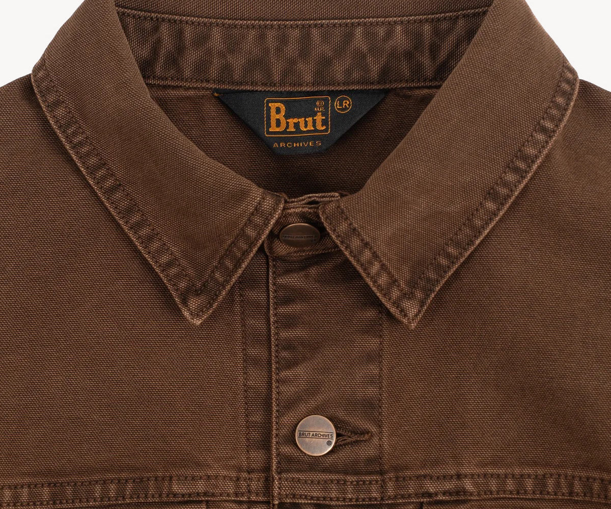 THE PLEATED RIVET JACKET Coats & Jackets X-SMALL / BROWN - BRUT Clothing
