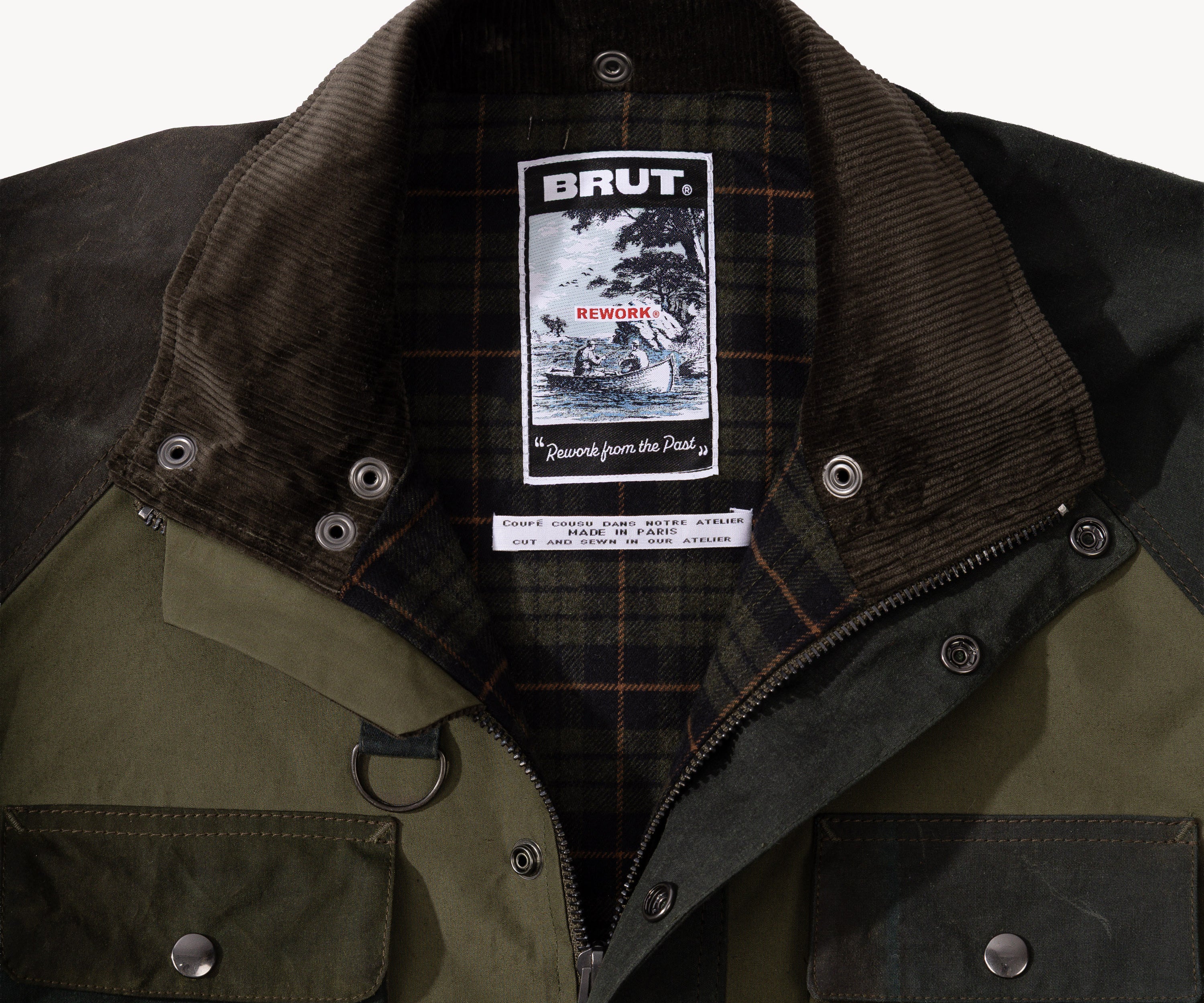 REWORK® TRIAL WAX JACKET - N° 044 Manteaux et vestes X-LARGE / VERT - BRUT Clothing