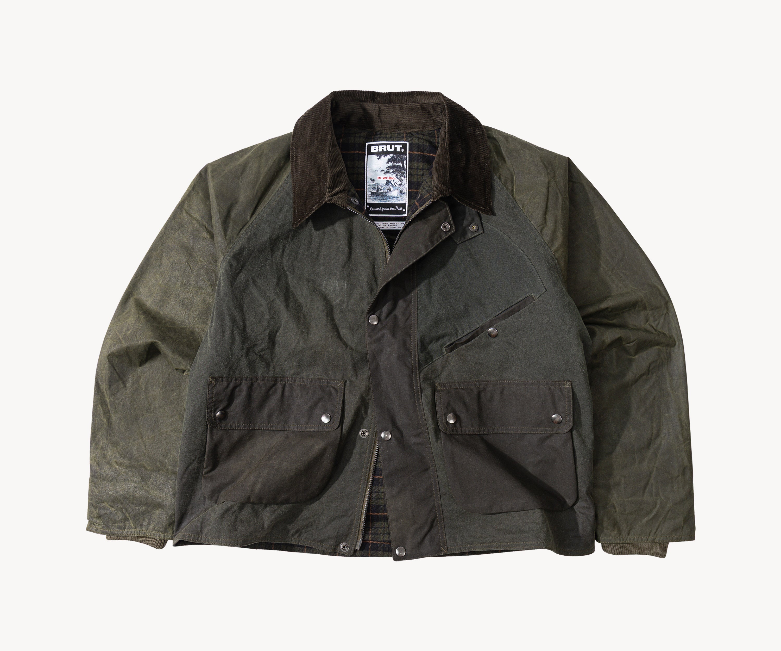 REWORK® KEEPER WAX JACKET - N° 046 LARGE / VERT - BRUT Clothing