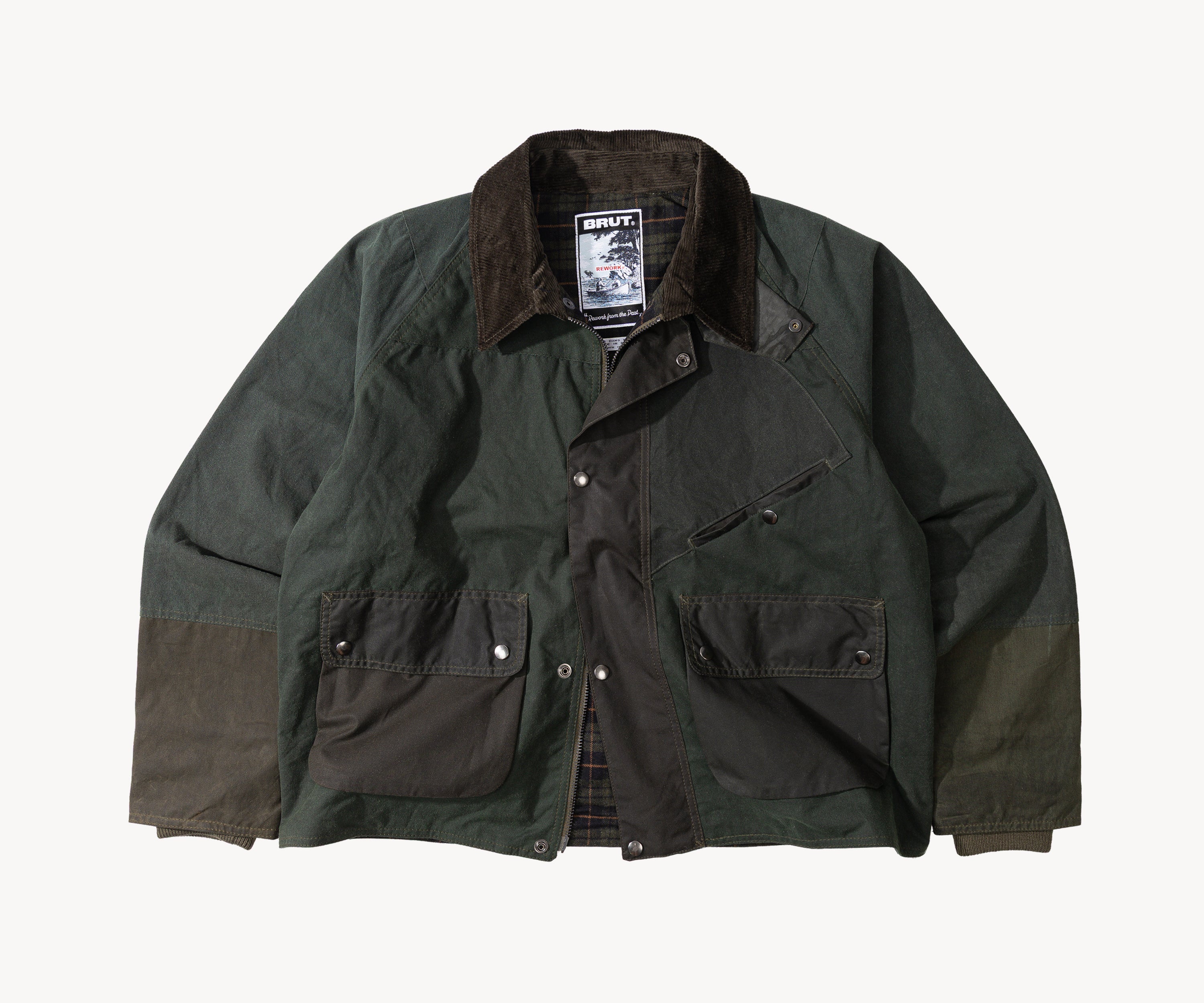 REWORK® KEEPER WAX JACKET- N° 047 Manteaux et vestes LARGE / VERT - BRUT Clothing