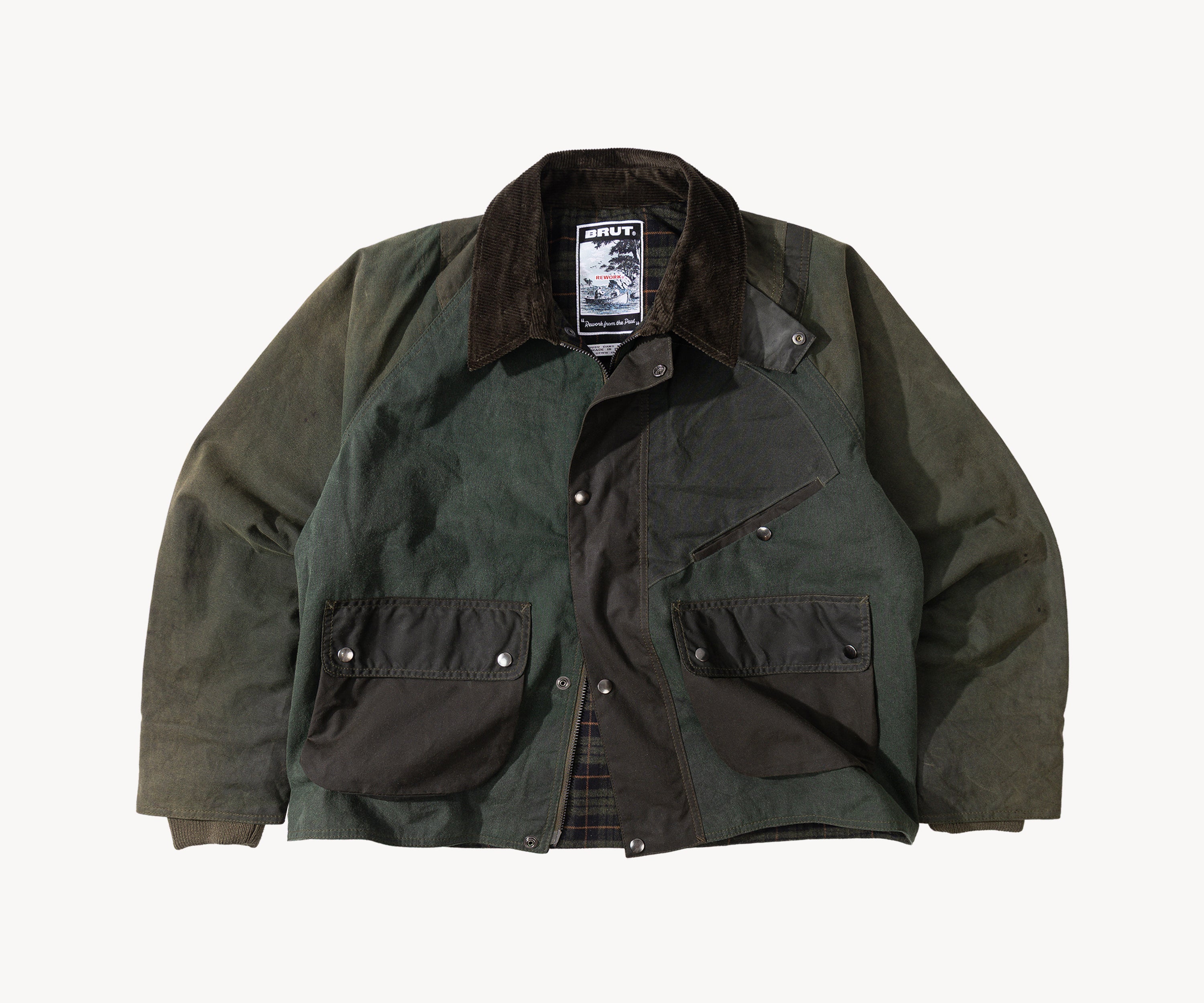 REWORK® KEEPER WAX JACKET - N° 045 LARGE / VERT - BRUT Clothing