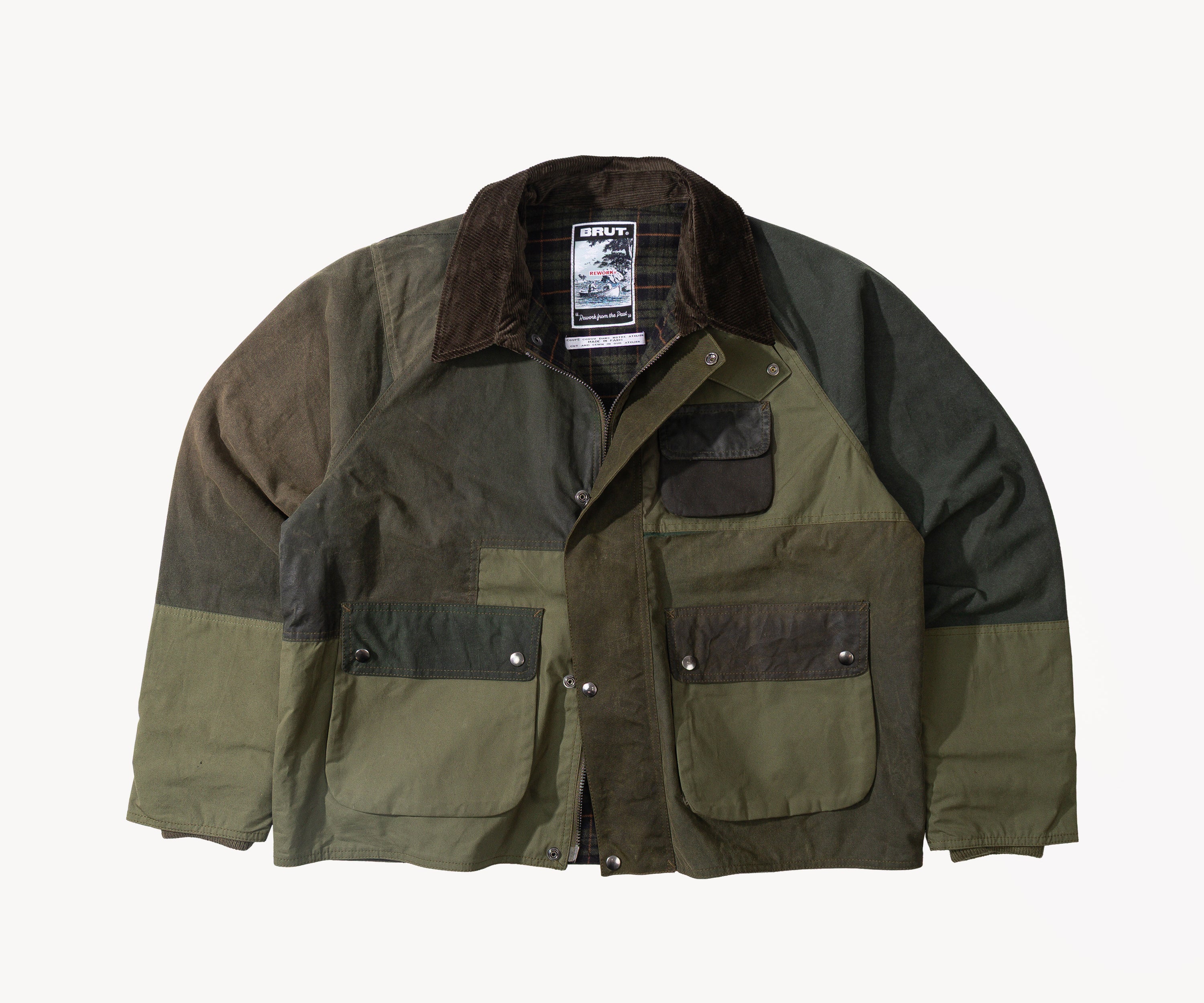 REWORK® FLY WAX JACKET - N° 054 Manteaux et vestes X-LARGE / VERT - BRUT Clothing