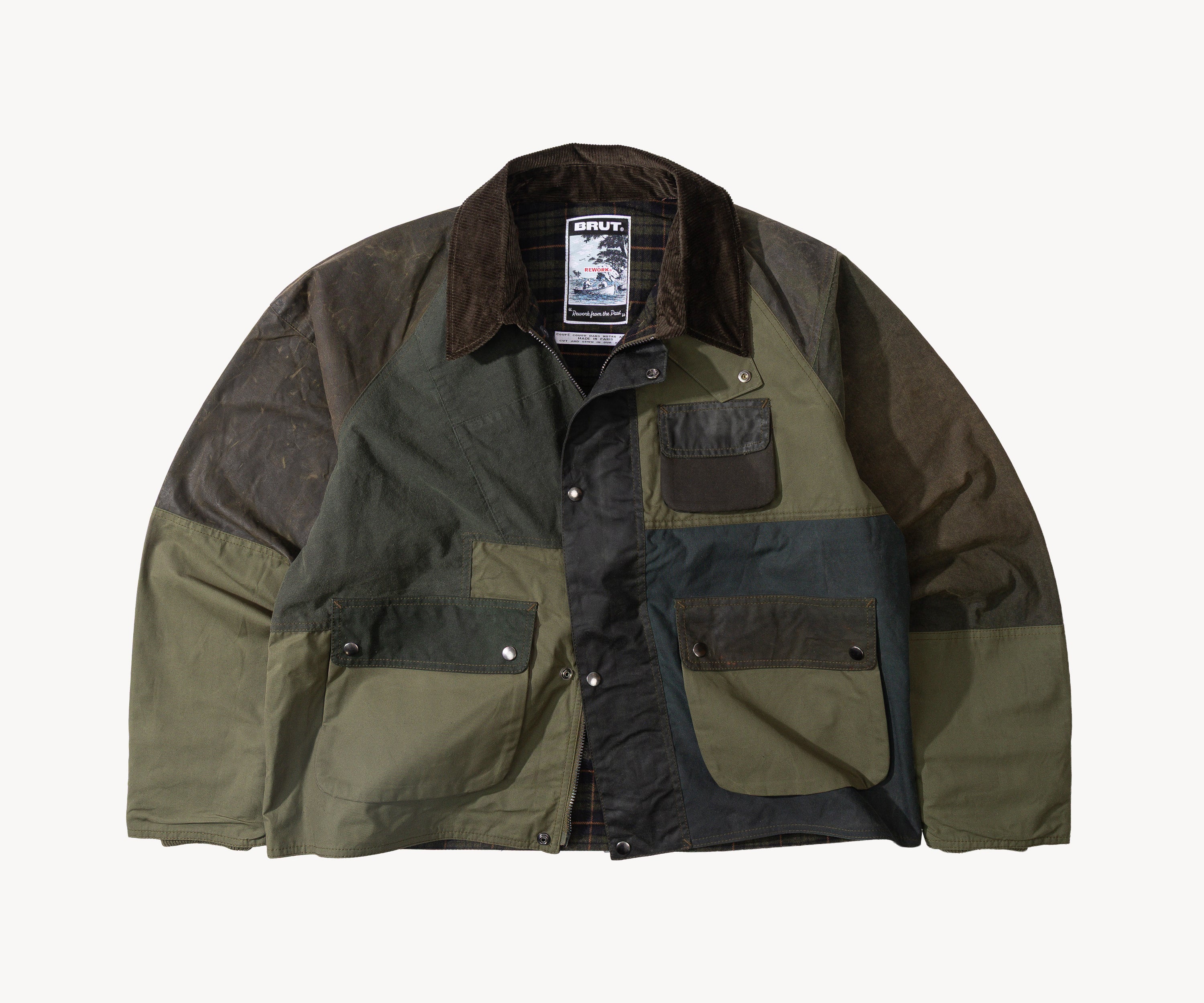 REWORK® FLY WAX JACKET - N° 059 Manteaux et vestes X-LARGE / VERT - BRUT Clothing