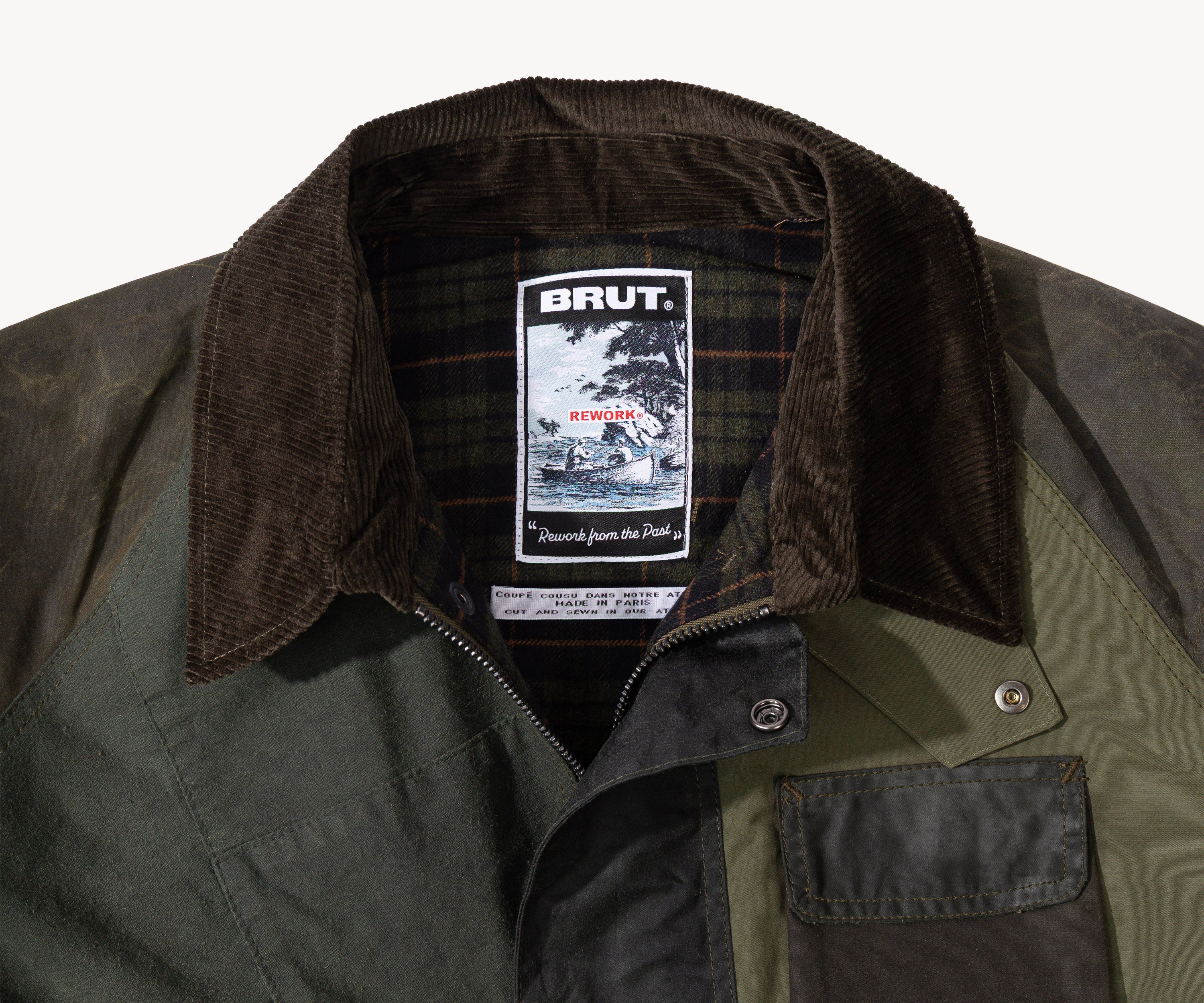 REWORK® FLY WAX JACKET - N° 059 Coats & Jackets X-LARGE / GREEN - BRUT Clothing