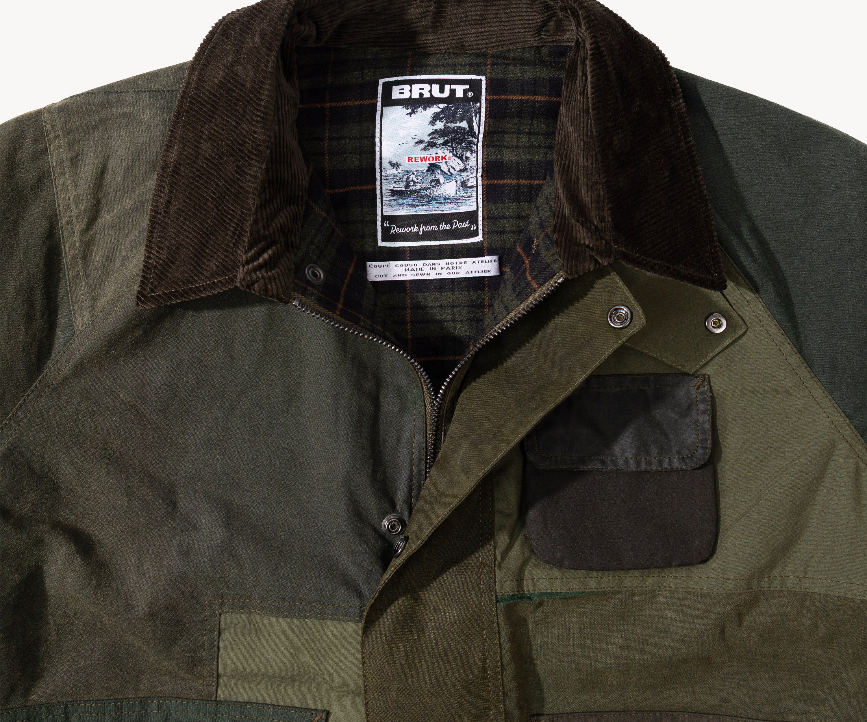 REWORK® FLY WAX JACKET - N° 054 Coats & Jackets X-LARGE / GREEN - BRUT Clothing