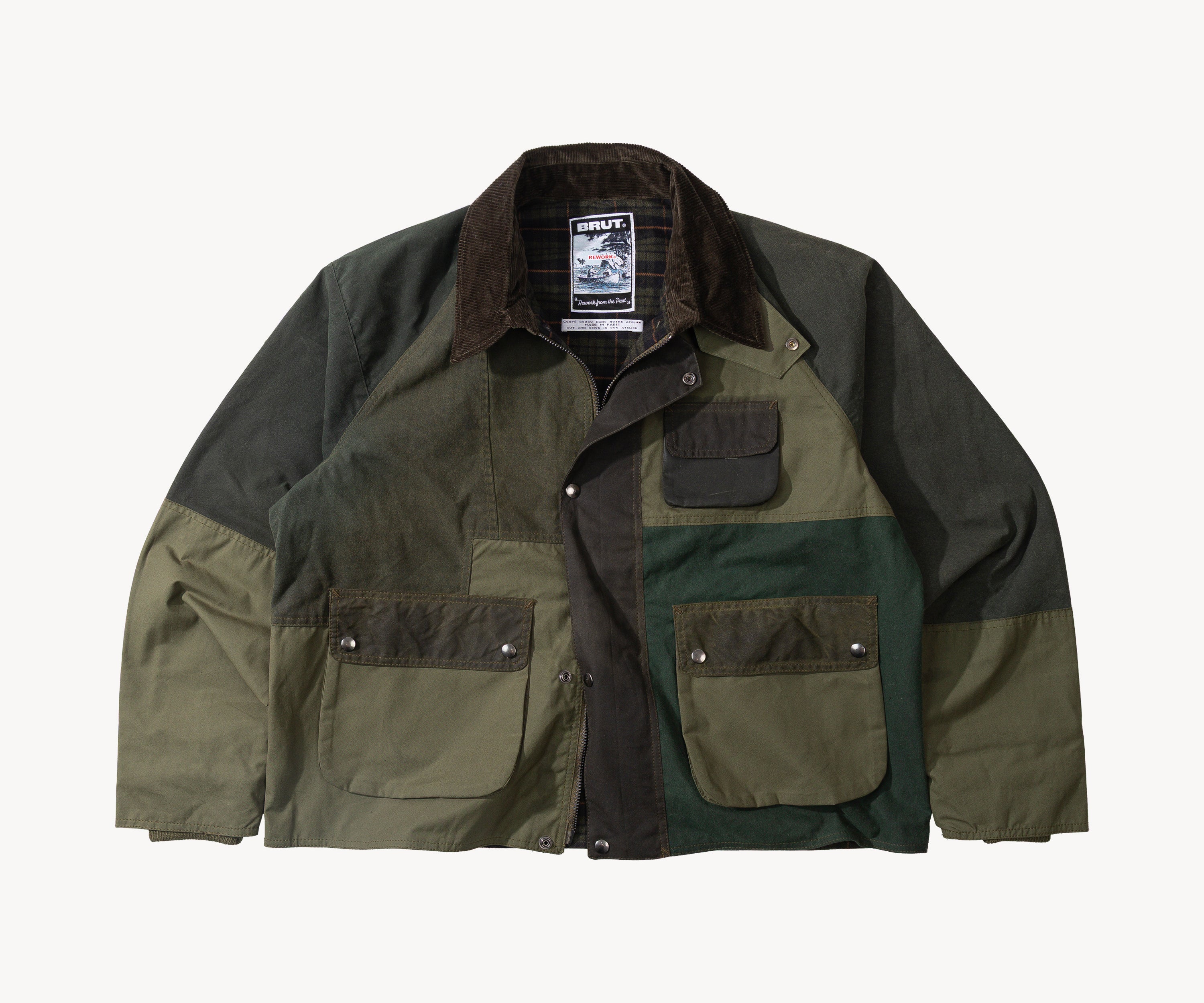 REWORK® FLY WAX JACKET - N° 055 Manteaux et vestes X-LARGE / VERT - BRUT Clothing