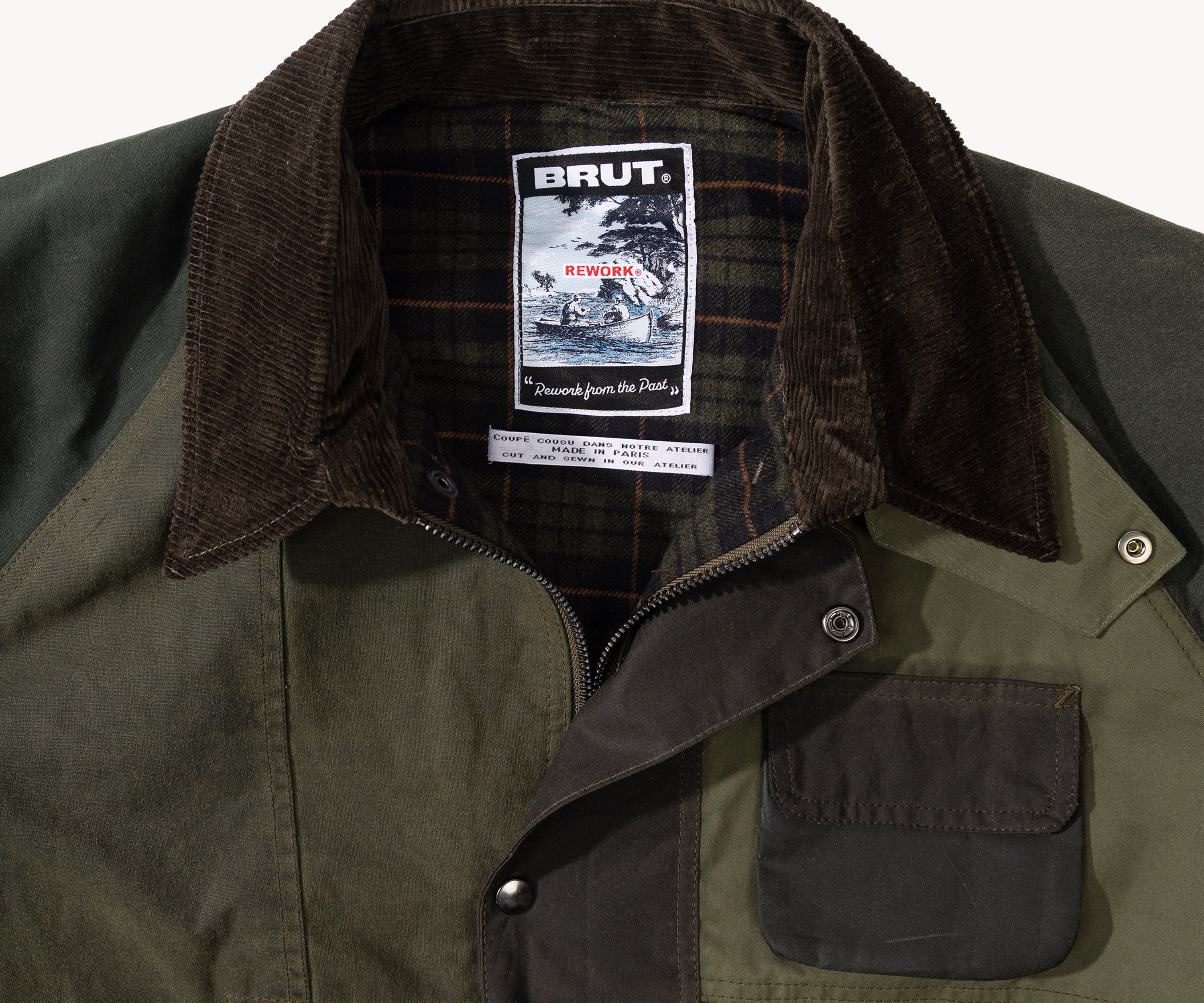 REWORK® FLY WAX JACKET - N° 055 Coats & Jackets X-LARGE / GREEN - BRUT Clothing