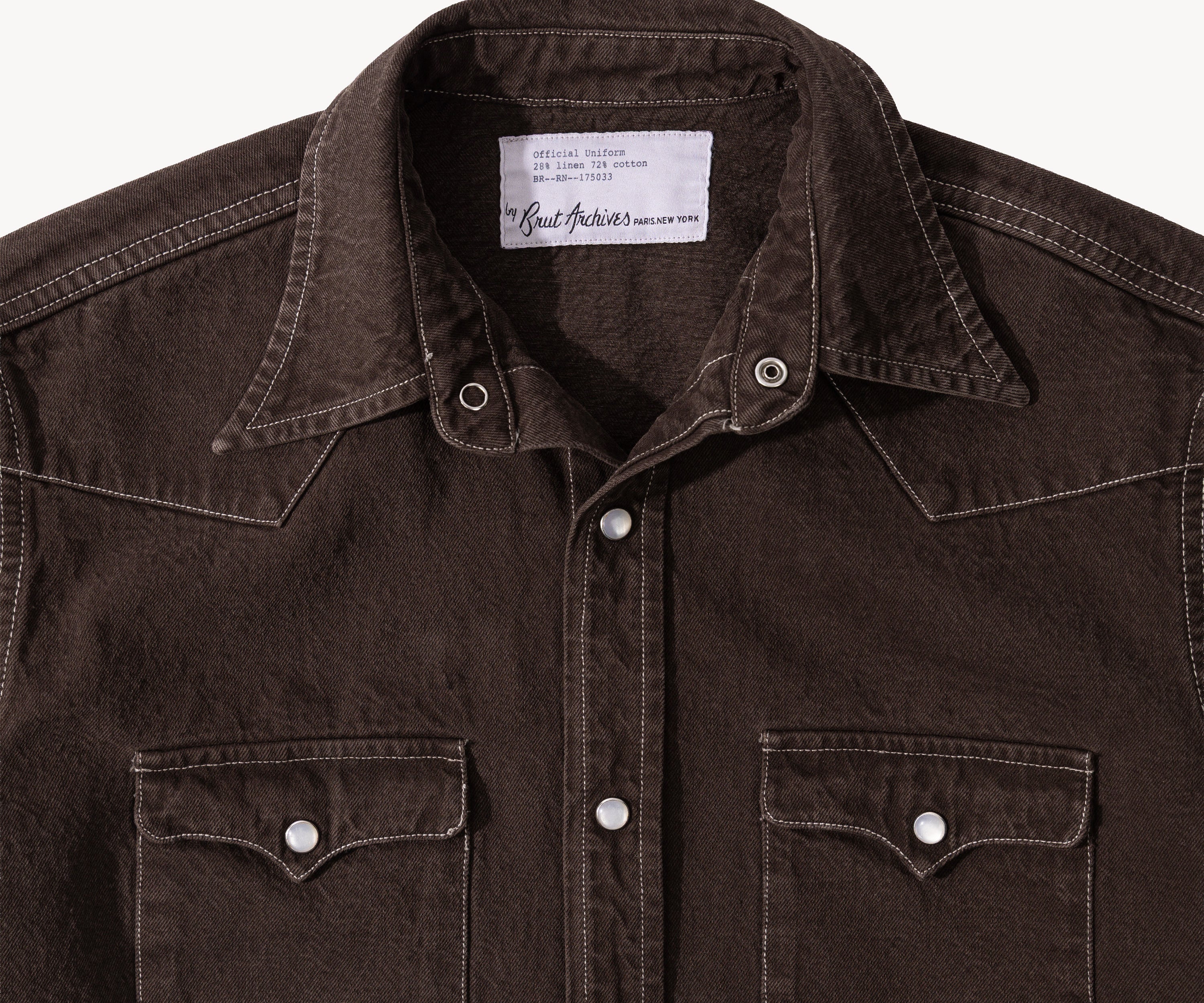 THE WESTERN DENIM SHIRT Shirts X-SMALL / OVERDYED BROWN - BRUT Clothing