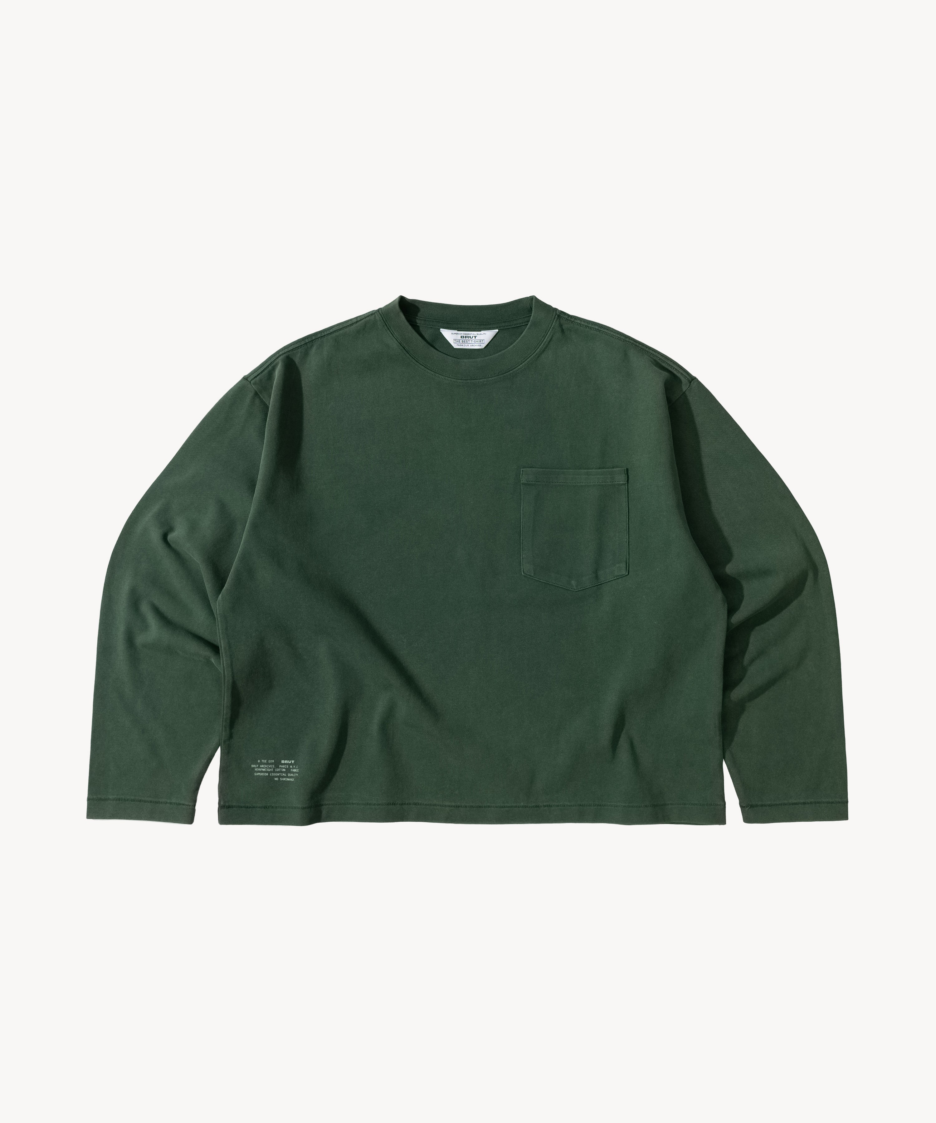 THE BEST LONG SLEEVES POCKET T-SHIRT - FOREST GREEN | BRUT Clothing
