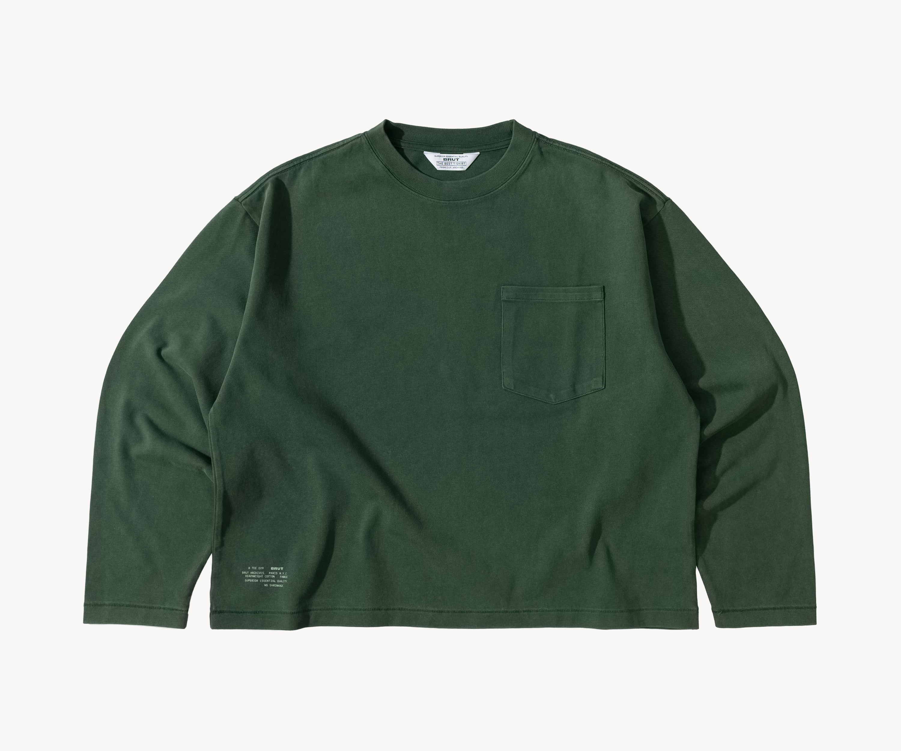 THE BEST LONG SLEEVES POCKET T-SHIRT T-Shirts X-SMALL / FOREST GREEN - BRUT Clothing