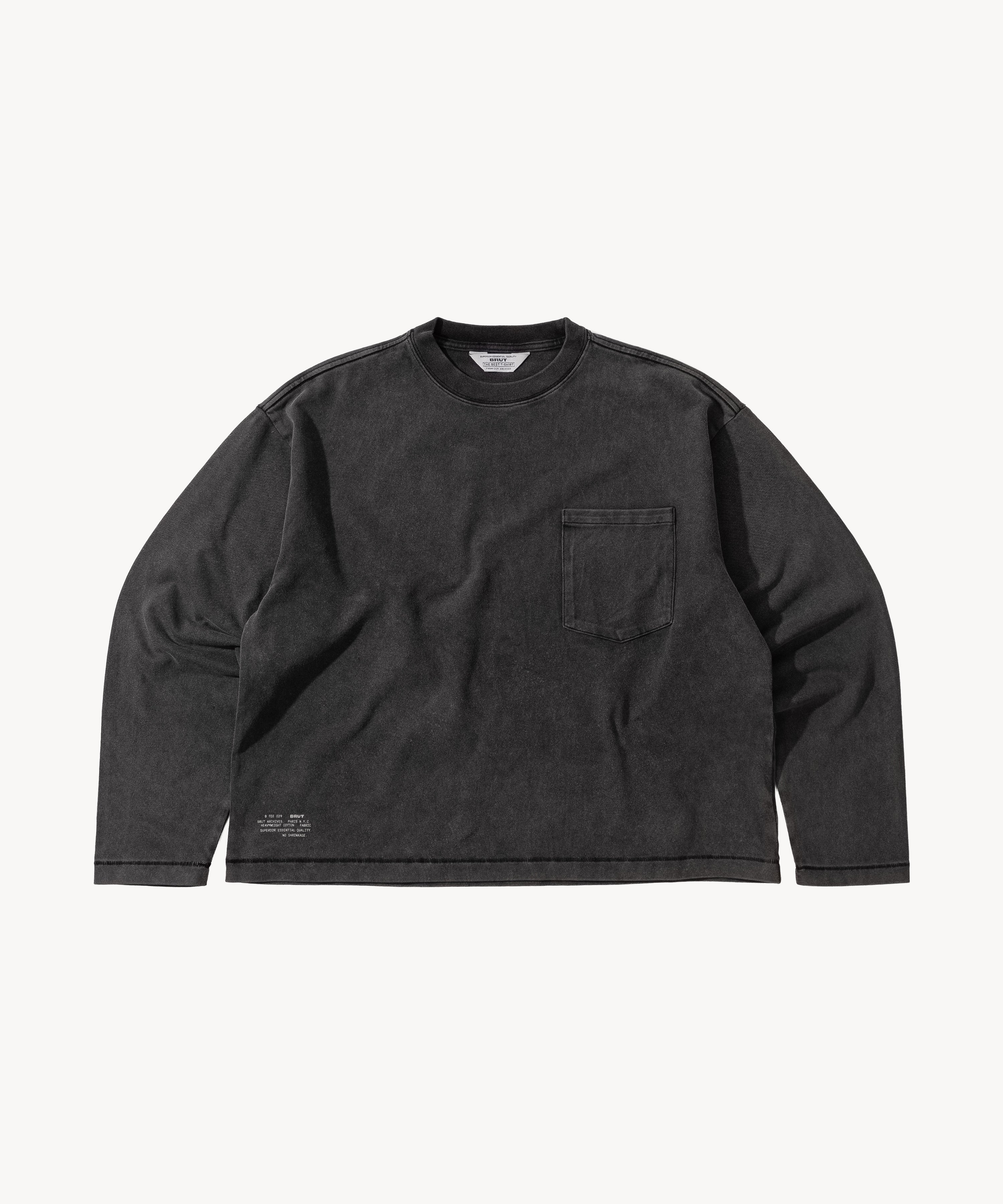 THE BEST LONG SLEEVES POCKET T-SHIRT - STRONG FADED BLACK | BRUT
