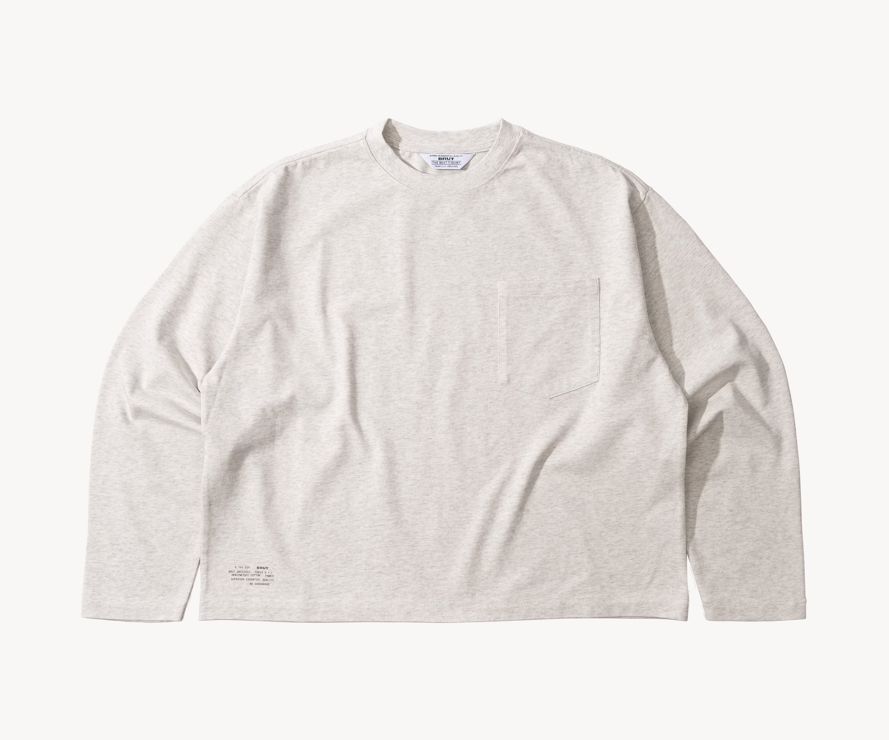 THE BEST LONG SLEEVES POCKET T-SHIRT T-Shirts X-SMALL / HEATHER GREY - BRUT Clothing