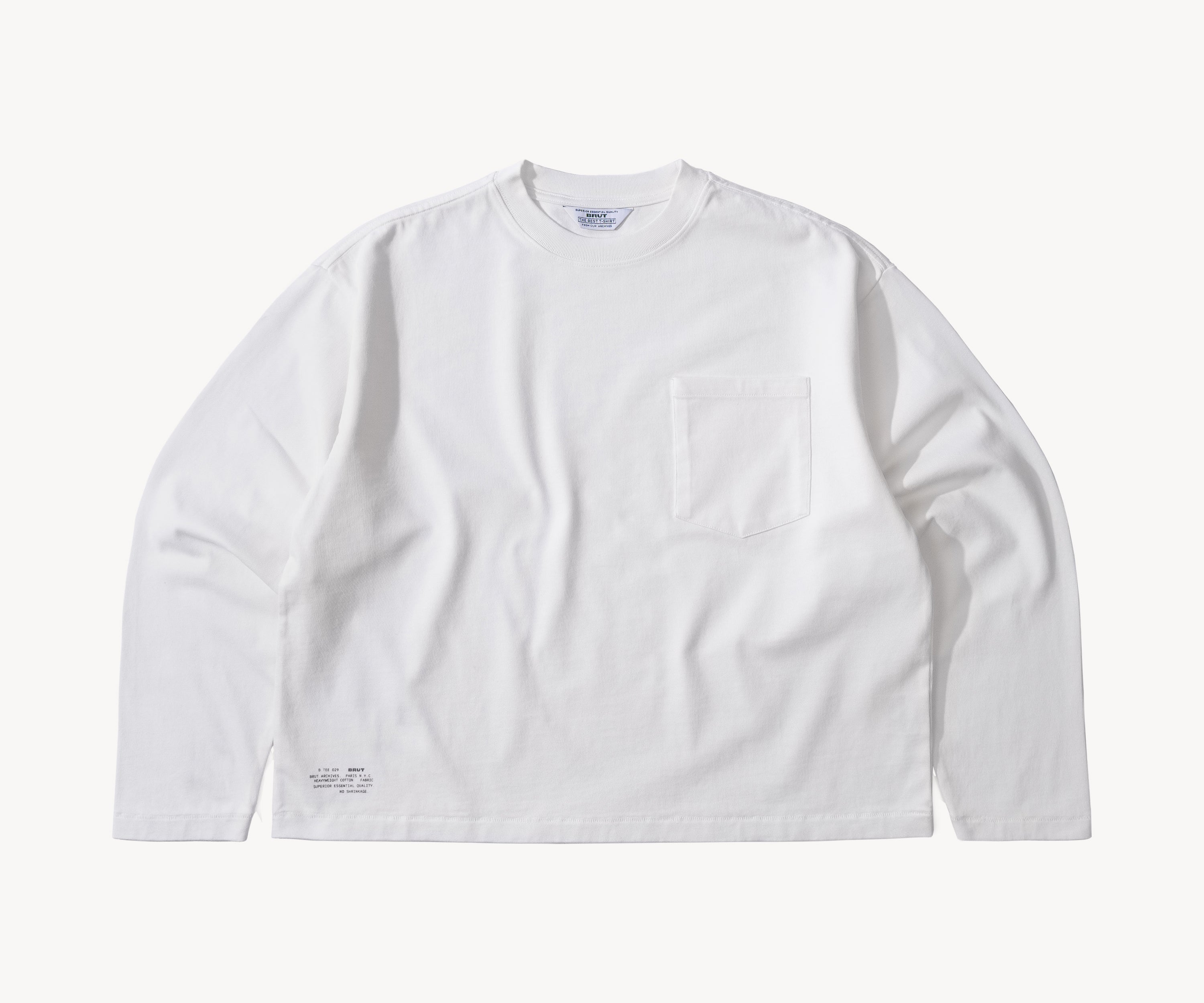 THE BEST LONG SLEEVES POCKET T-SHIRT - T-shirts X-SMALL / BLANC - BRUT Clothing