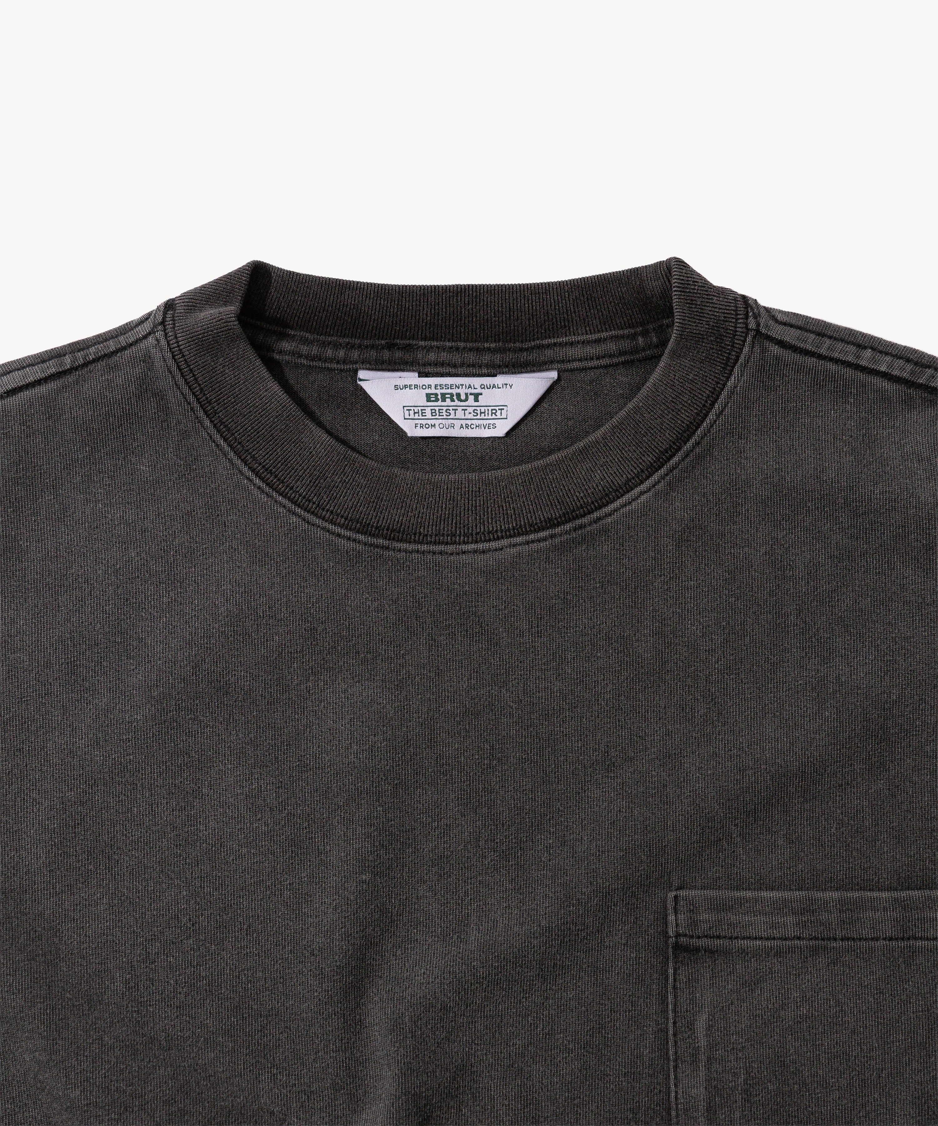 THE BEST LONG SLEEVES POCKET T-SHIRT - STRONG FADED BLACK | BRUT