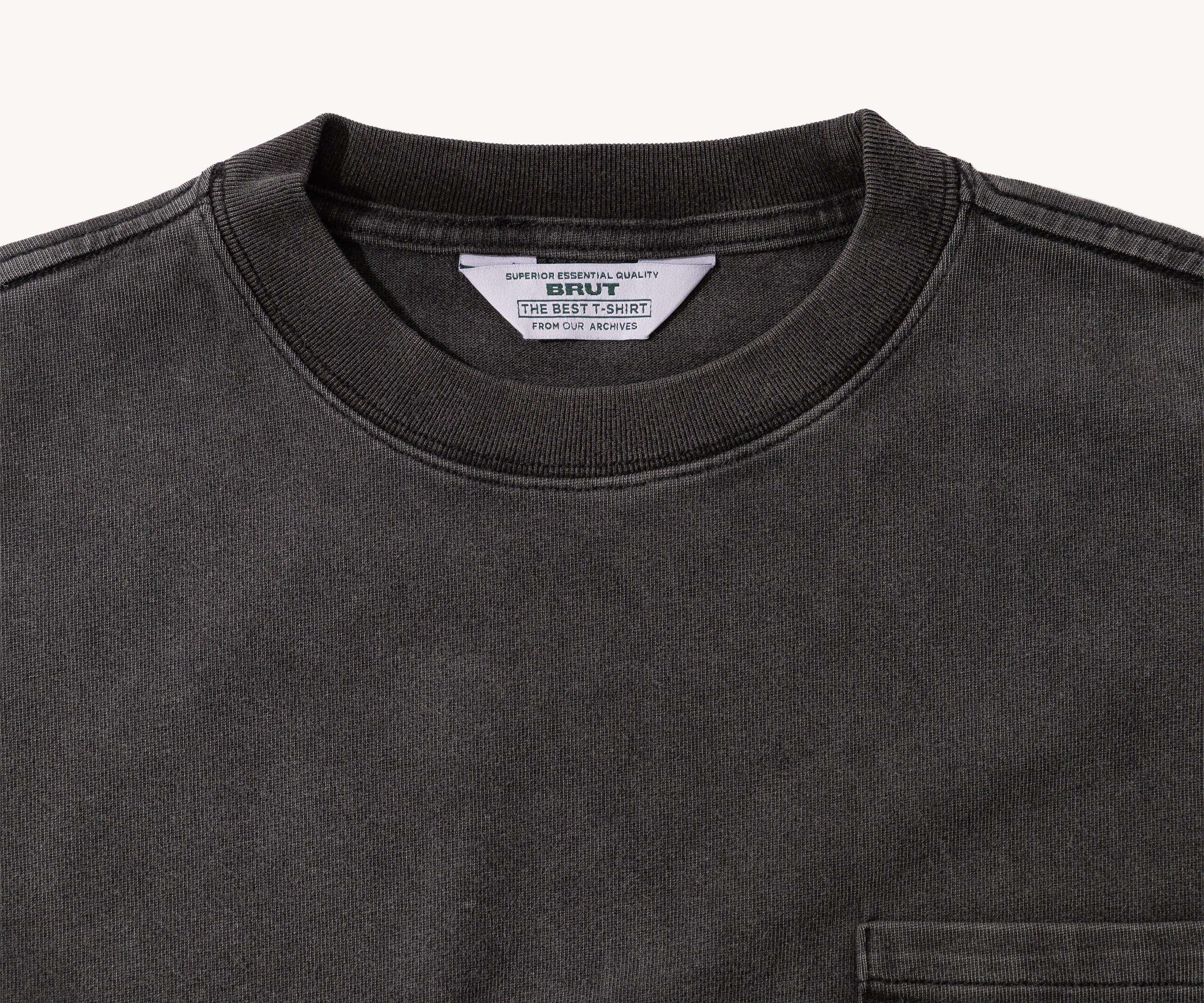 THE BEST LONG SLEEVES POCKET T-SHIRT T-Shirts X-SMALL / STRONG FADED BLACK - BRUT Clothing