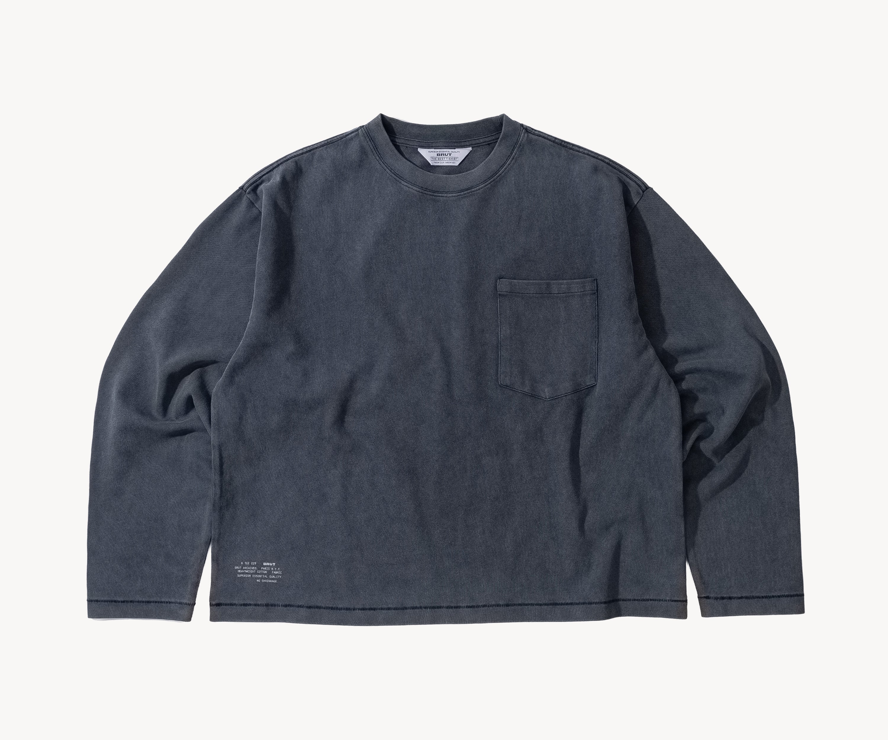 THE BEST LONG SLEEVES POCKET T-SHIRT T-Shirts X-SMALL / NAVY - BRUT Clothing