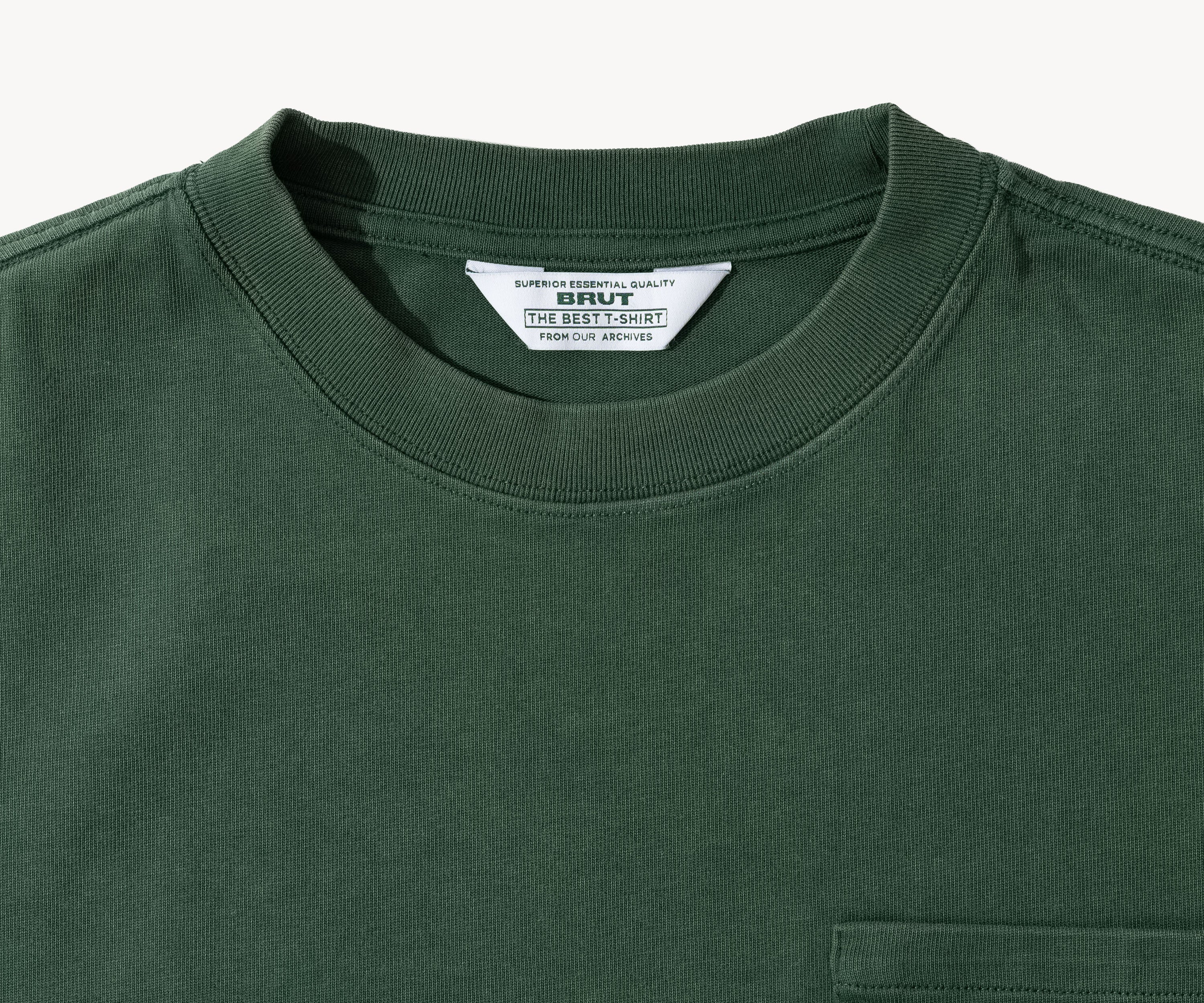 THE BEST LONG SLEEVES POCKET T-SHIRT T-Shirts X-SMALL / FOREST GREEN - BRUT Clothing