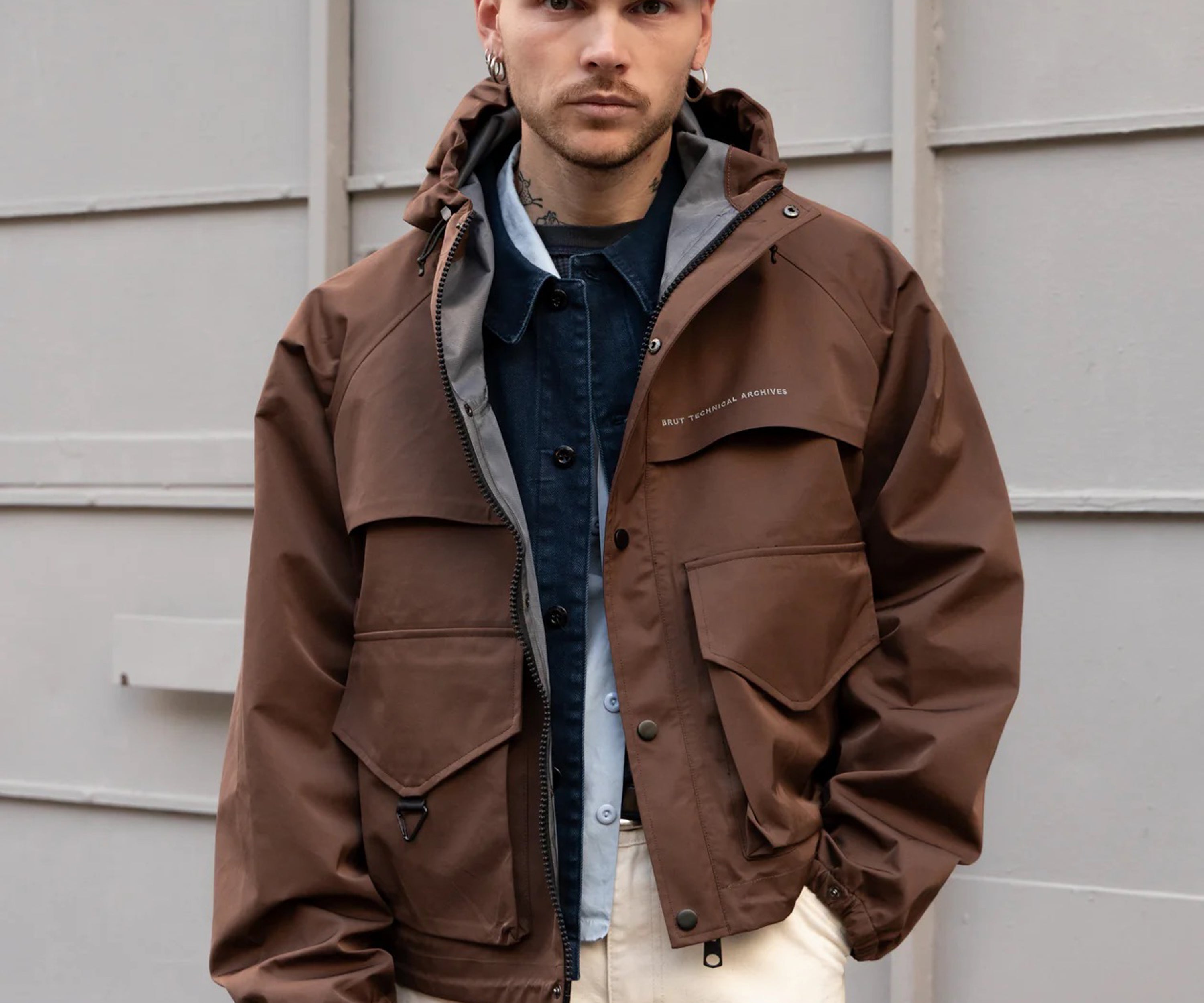 THE RAIN CROPPED JACKET Coats & Jackets X-SMALL / BROWN - BRUT Clothing