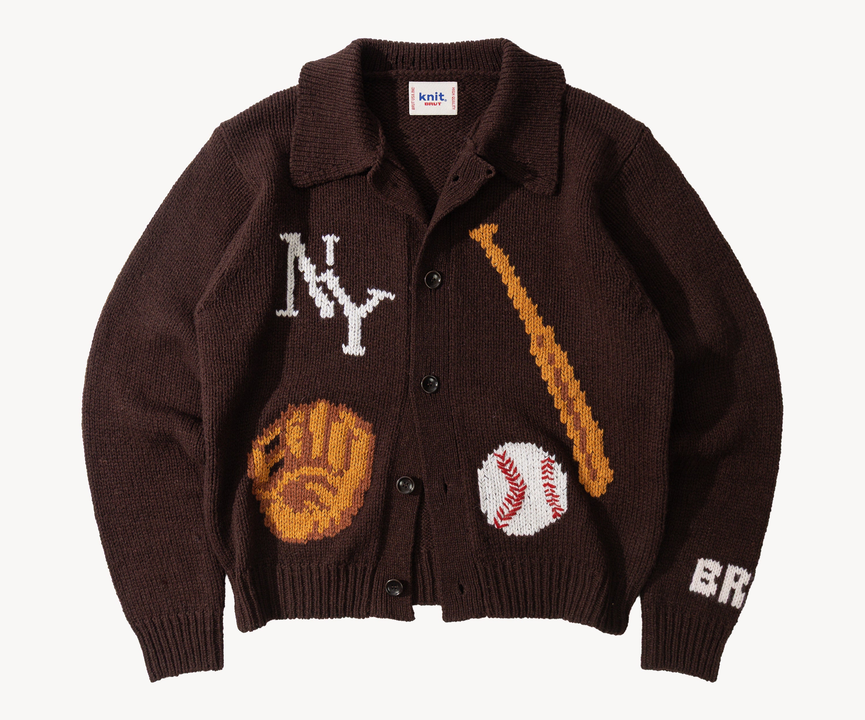 THE BASEBALL CARDIGAN Tricot XS / MARRON - BRUT Clothing