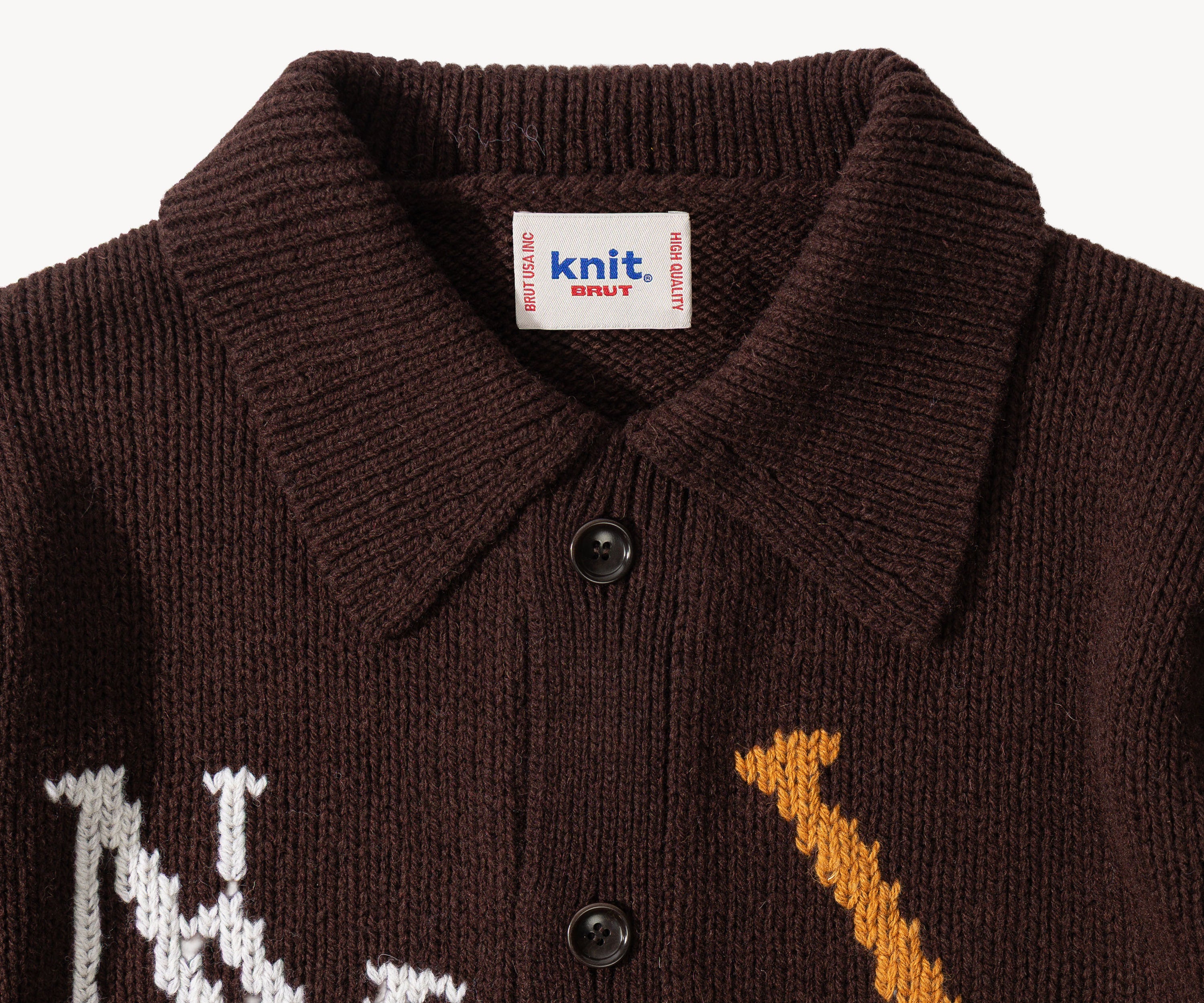 THE BASEBALL CARDIGAN Tricot XS / MARRON - BRUT Clothing