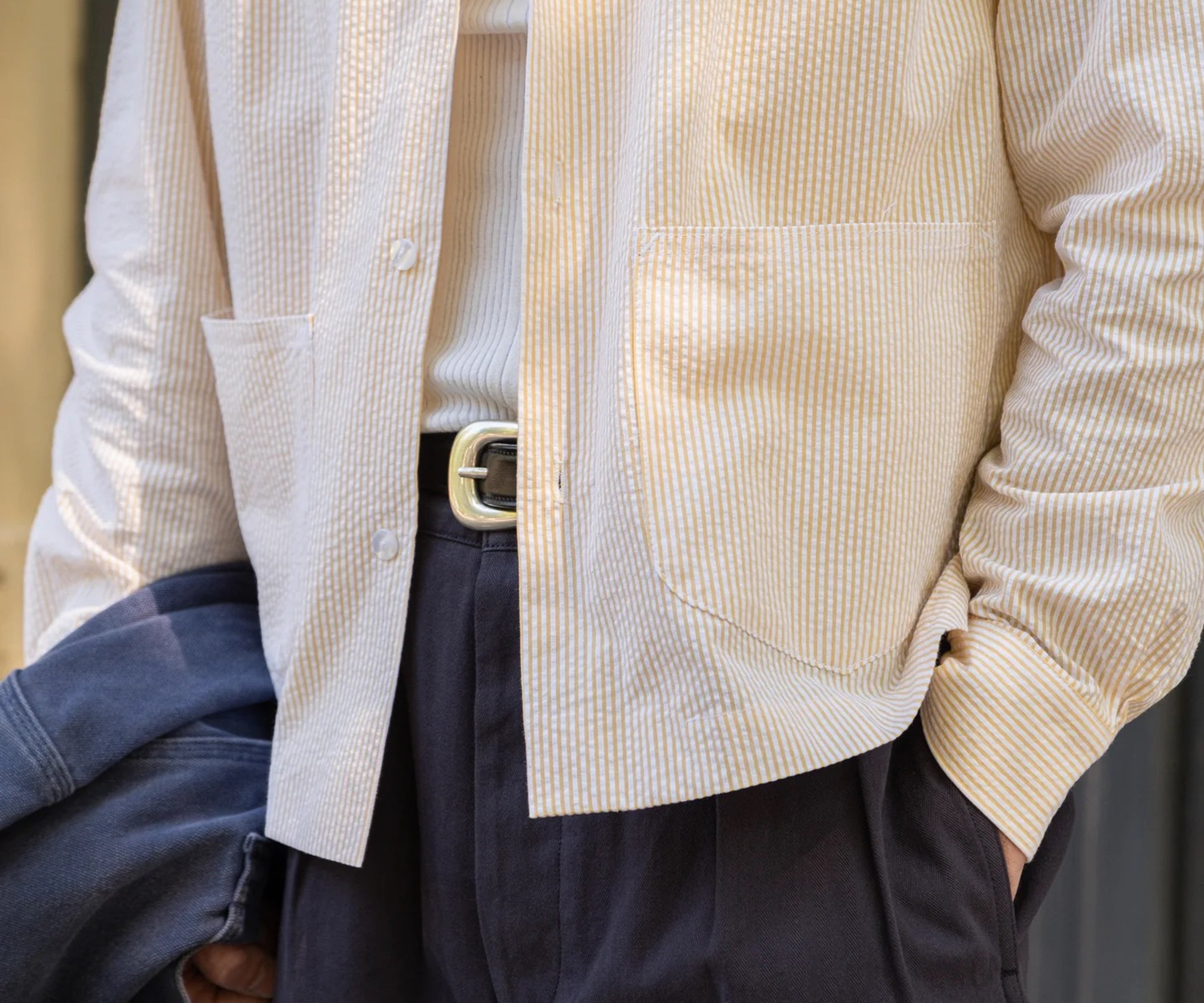 CREWORK® COQUETTE SEERSUCKER SHIRT SMALL / JAUNE - BRUT Clothing