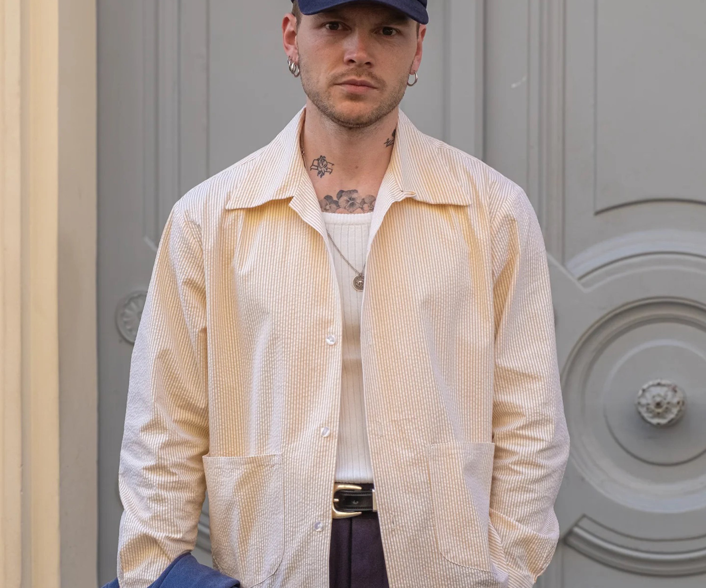 CREWORK® COQUETTE SEERSUCKER SHIRT SMALL / JAUNE - BRUT Clothing