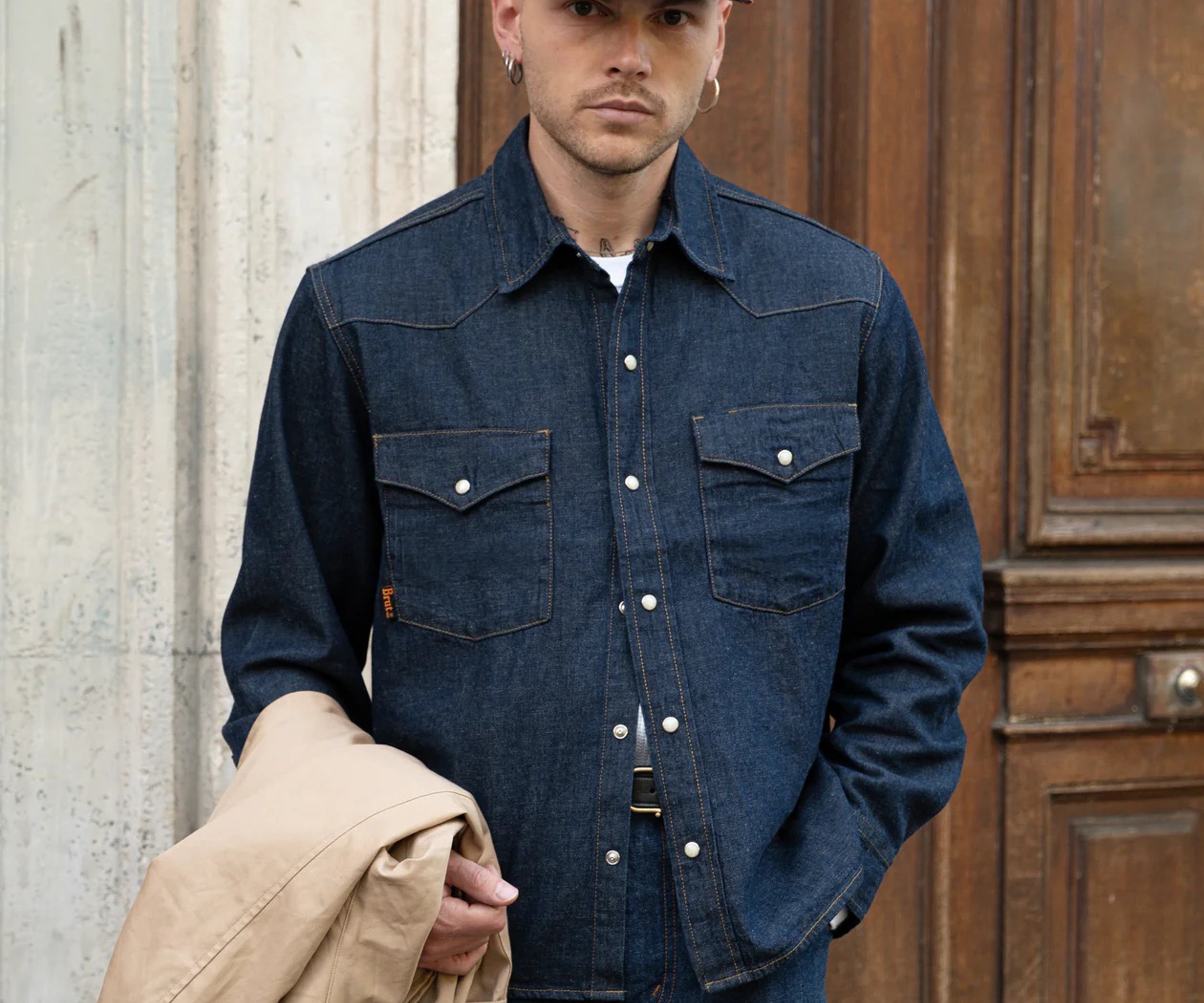 THE CROPPED DENIM SHIRT Shirts X-SMALL / RAW INDIGO - BRUT Clothing