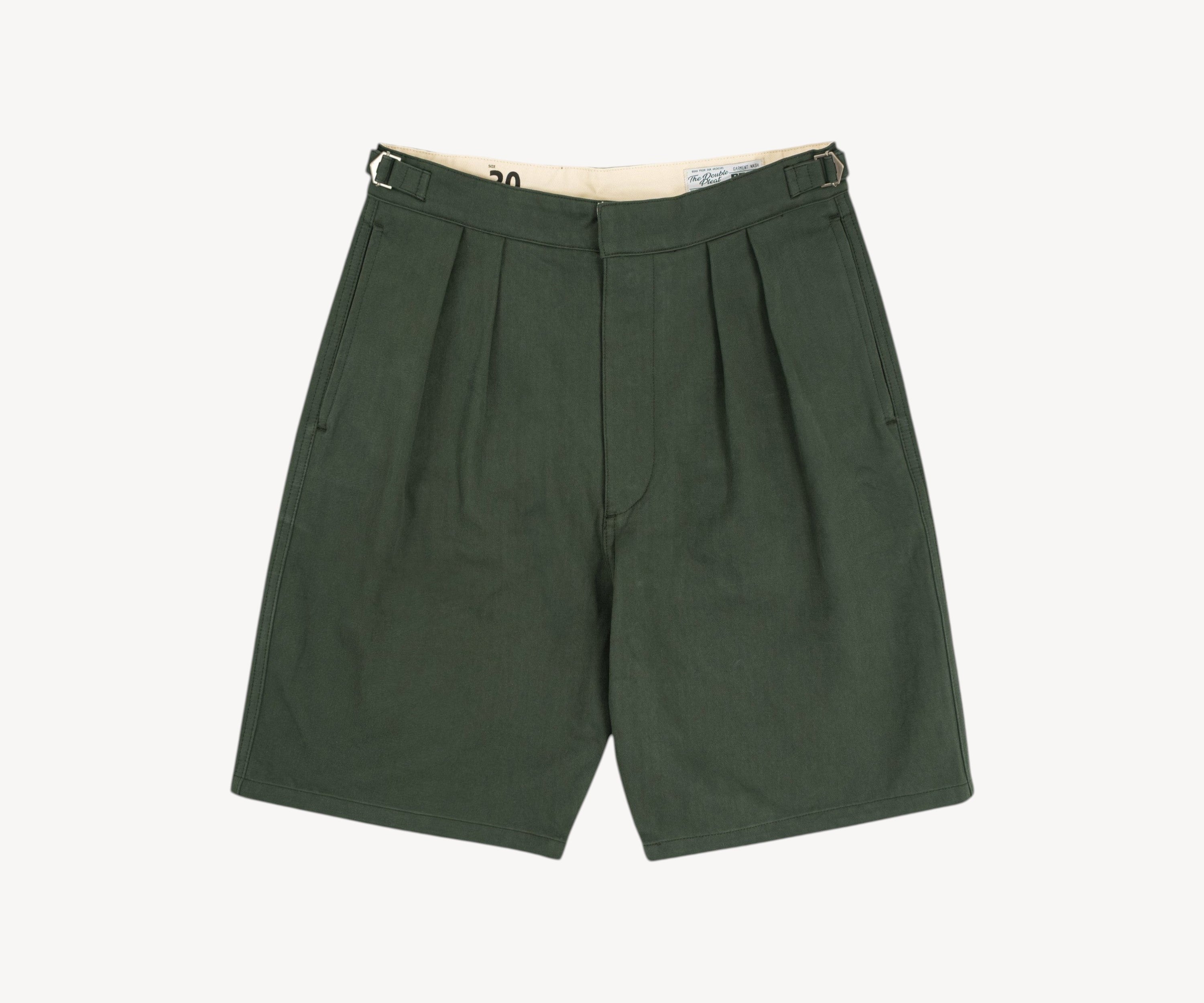 THE DOUBLE PLEAT SHORTS Short US26 / FR36 / DARK GREEN - BRUT Clothing
