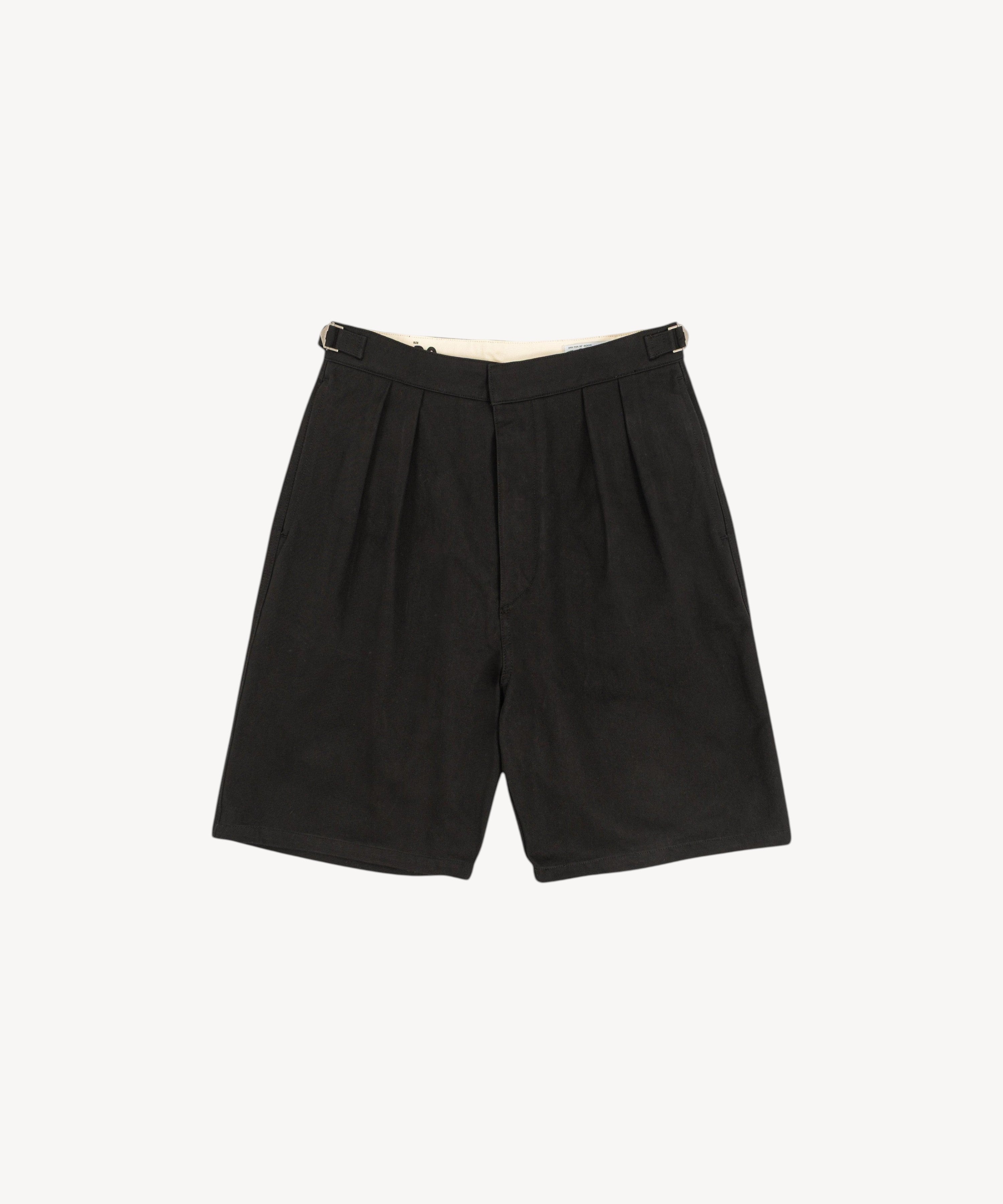 THE DOUBLE PLEAT SHORTS - BLACK | BRUT Clothing