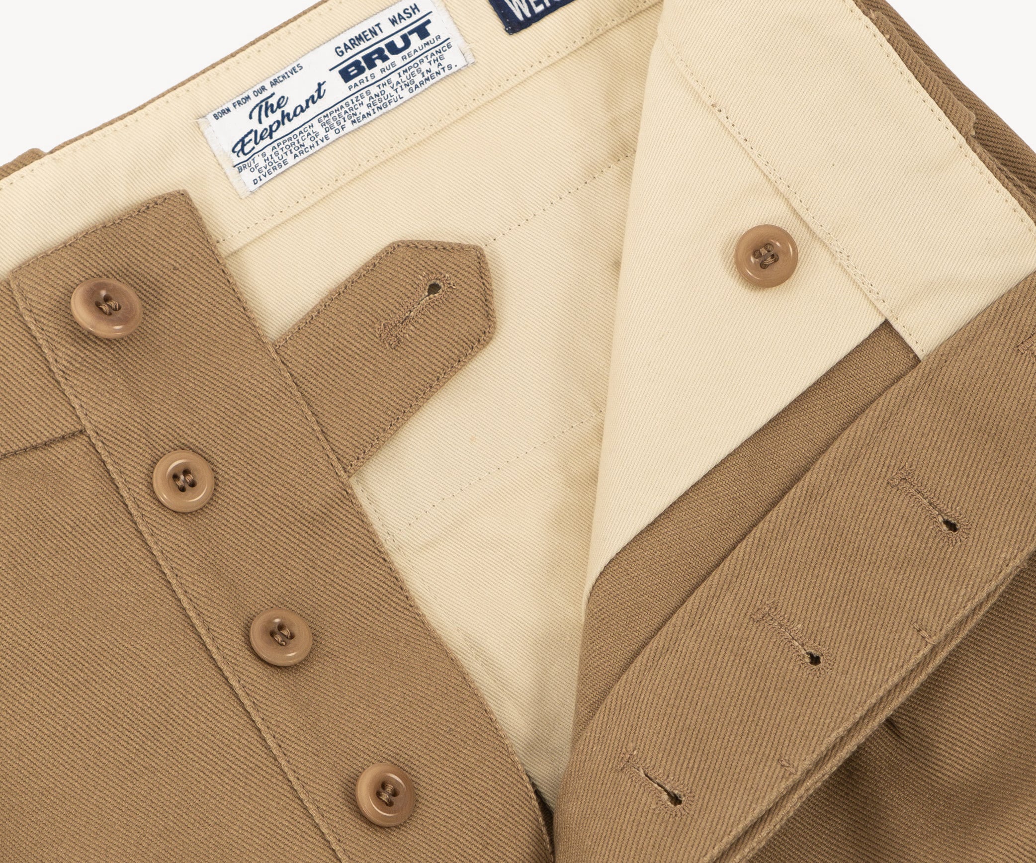 THE ELEPHANT PANTS Pants US26 / FR36 / KHAKI ÉPAIS - BRUT Clothing