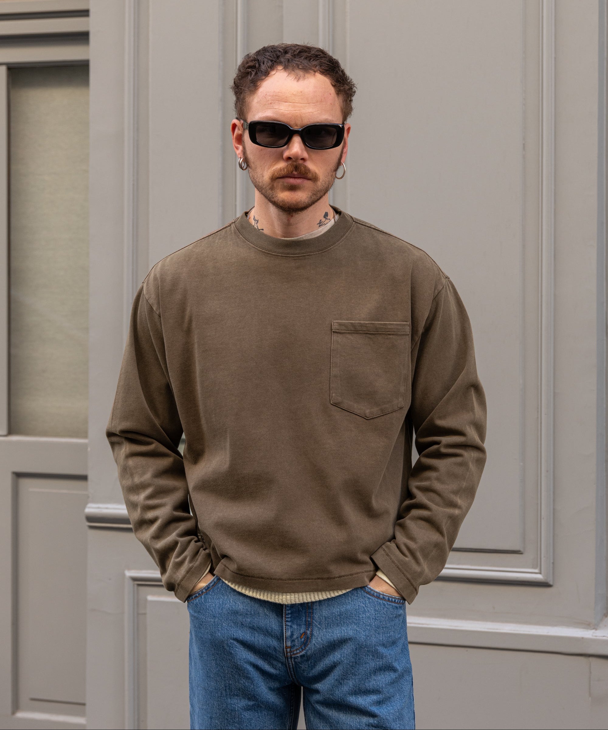 THE BEST LONG SLEEVES POCKET T-SHIRT - LIGHT BROWN | BRUT Clothing