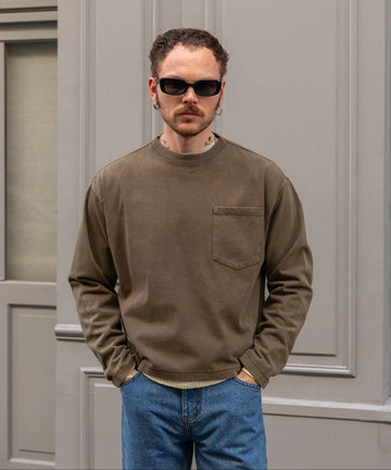 トップス Brut clothing long sleeve t shirt (XL) THE BEST LONG SLEEVES POCKET T-SHIRT - LIGHT BROWN | BRUT Clothing