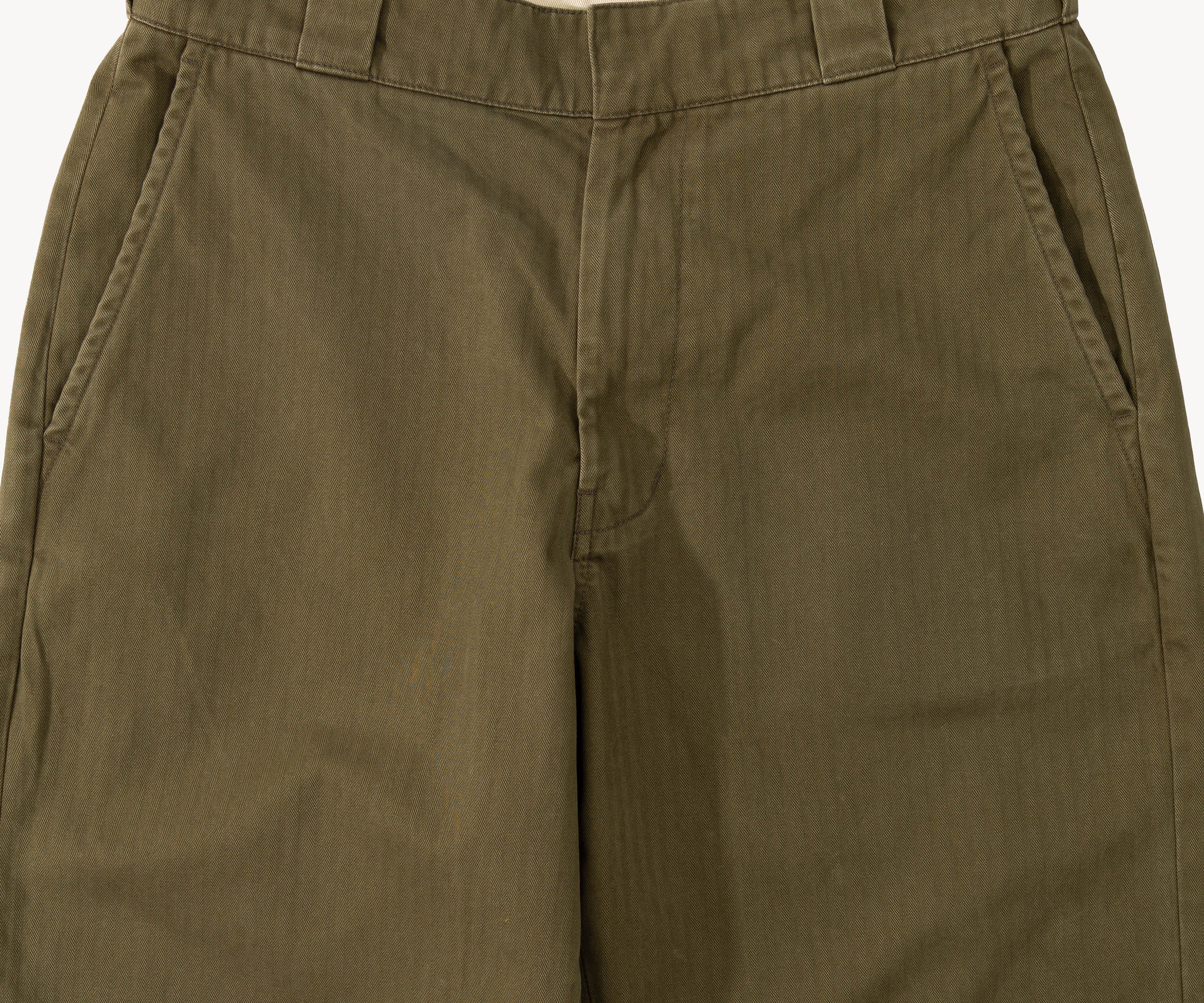 THE PLAIN FRONT PANTS Taille US26 / FR36 / HBT VERT OLIVE - BRUT Clothing
