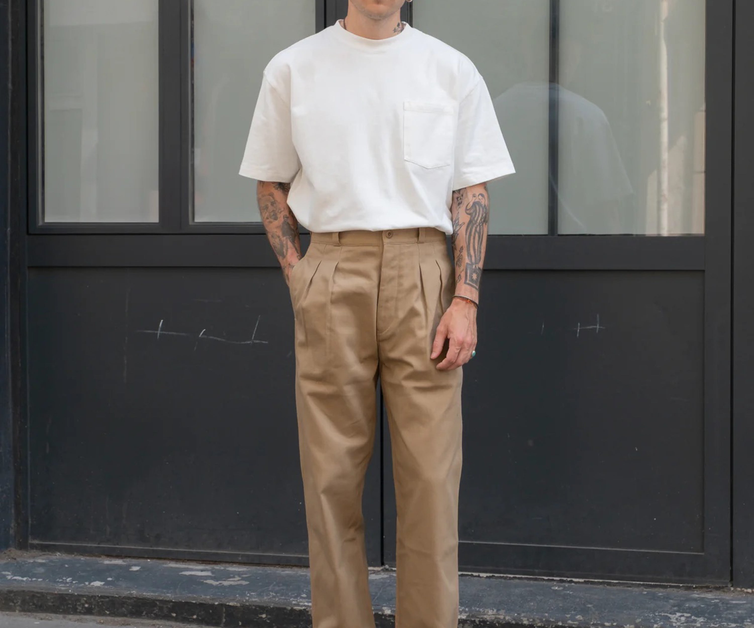 THE DOUBLE PLEAT PANTS Taille US 26 / FR 36 / KAKI ÉPAIS - BRUT Clothing