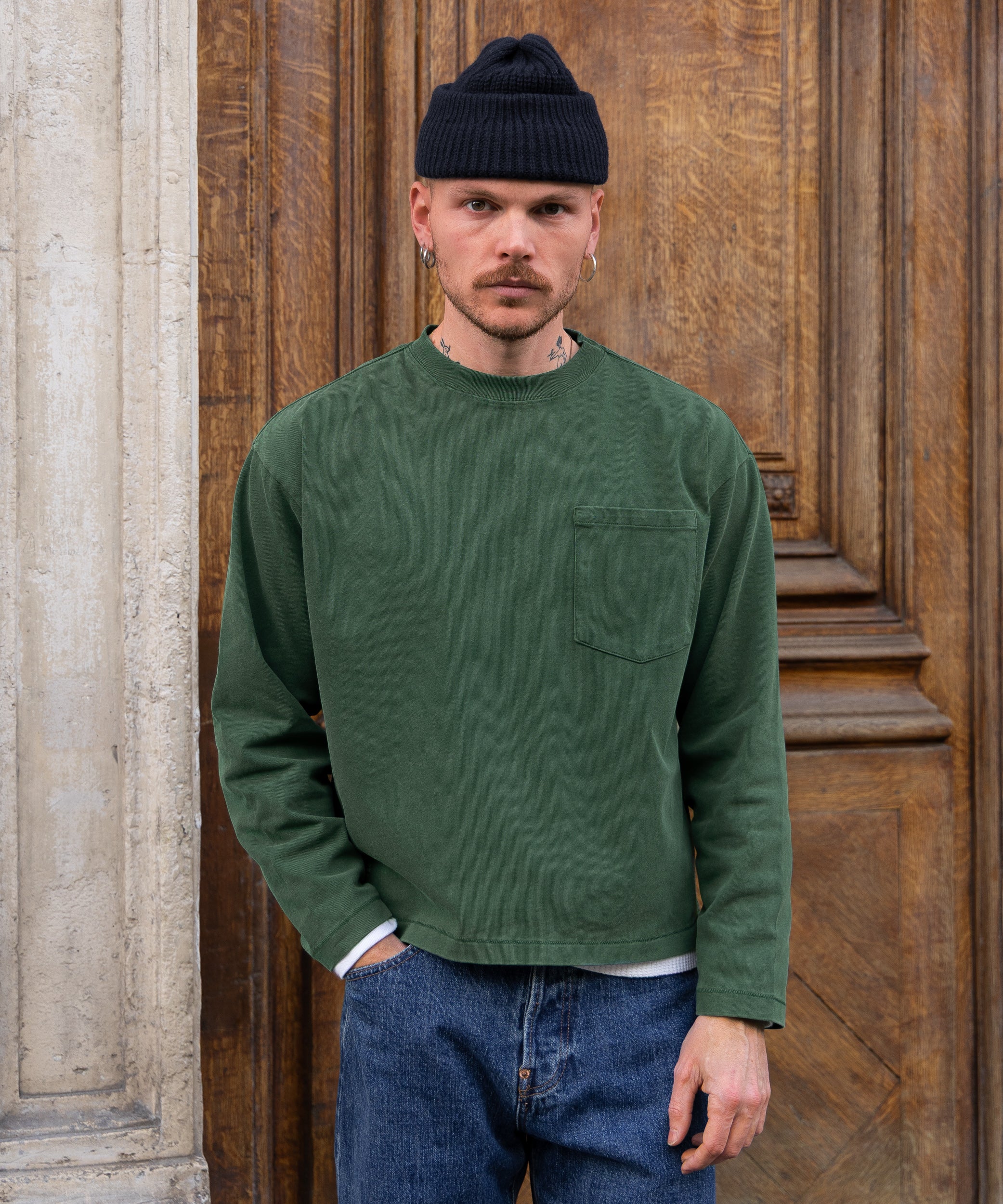 THE BEST LONG SLEEVES POCKET T-SHIRT - FOREST GREEN | BRUT Clothing