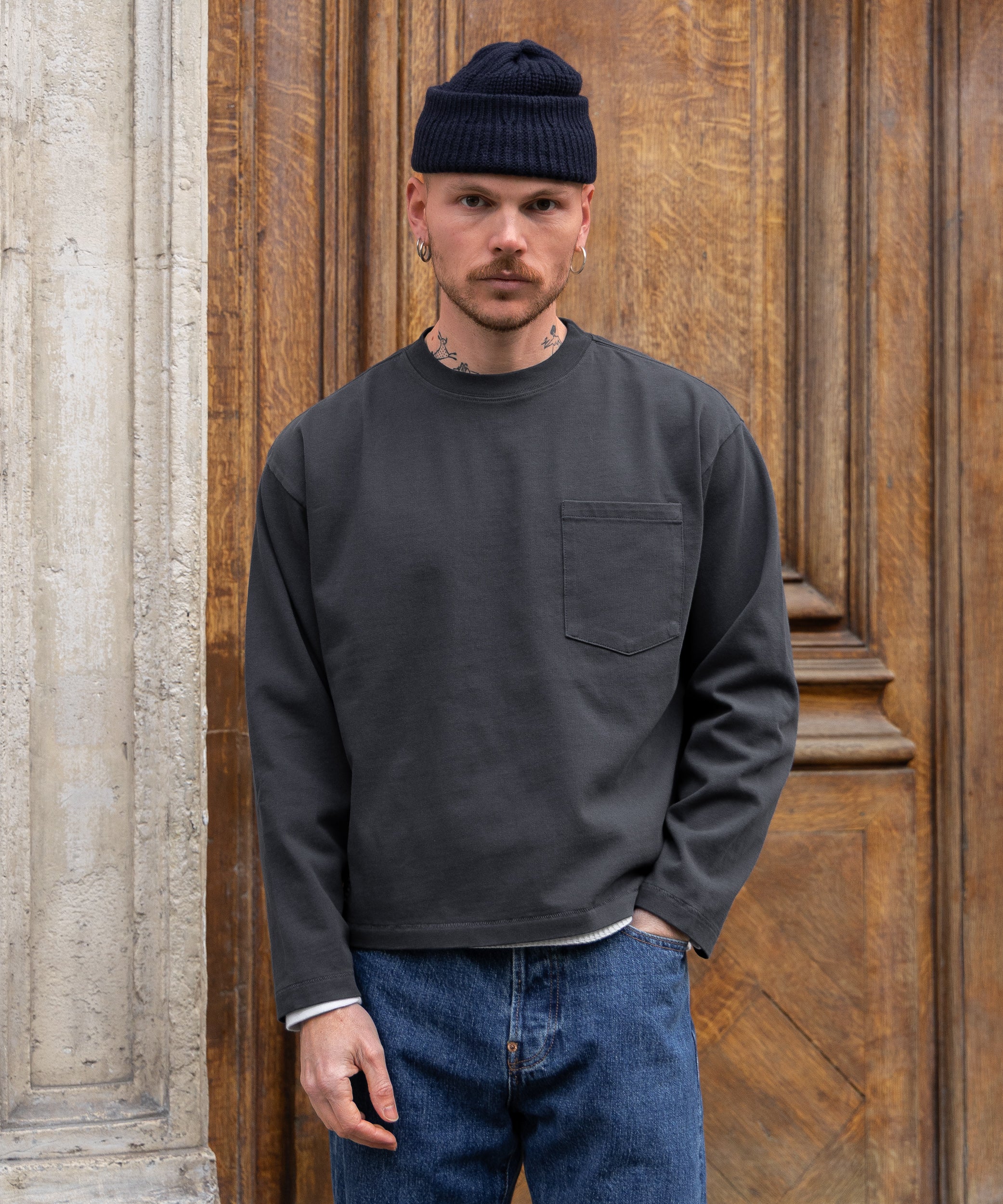 THE BEST LONG SLEEVES POCKET T-SHIRT - SLATE | BRUT Clothing