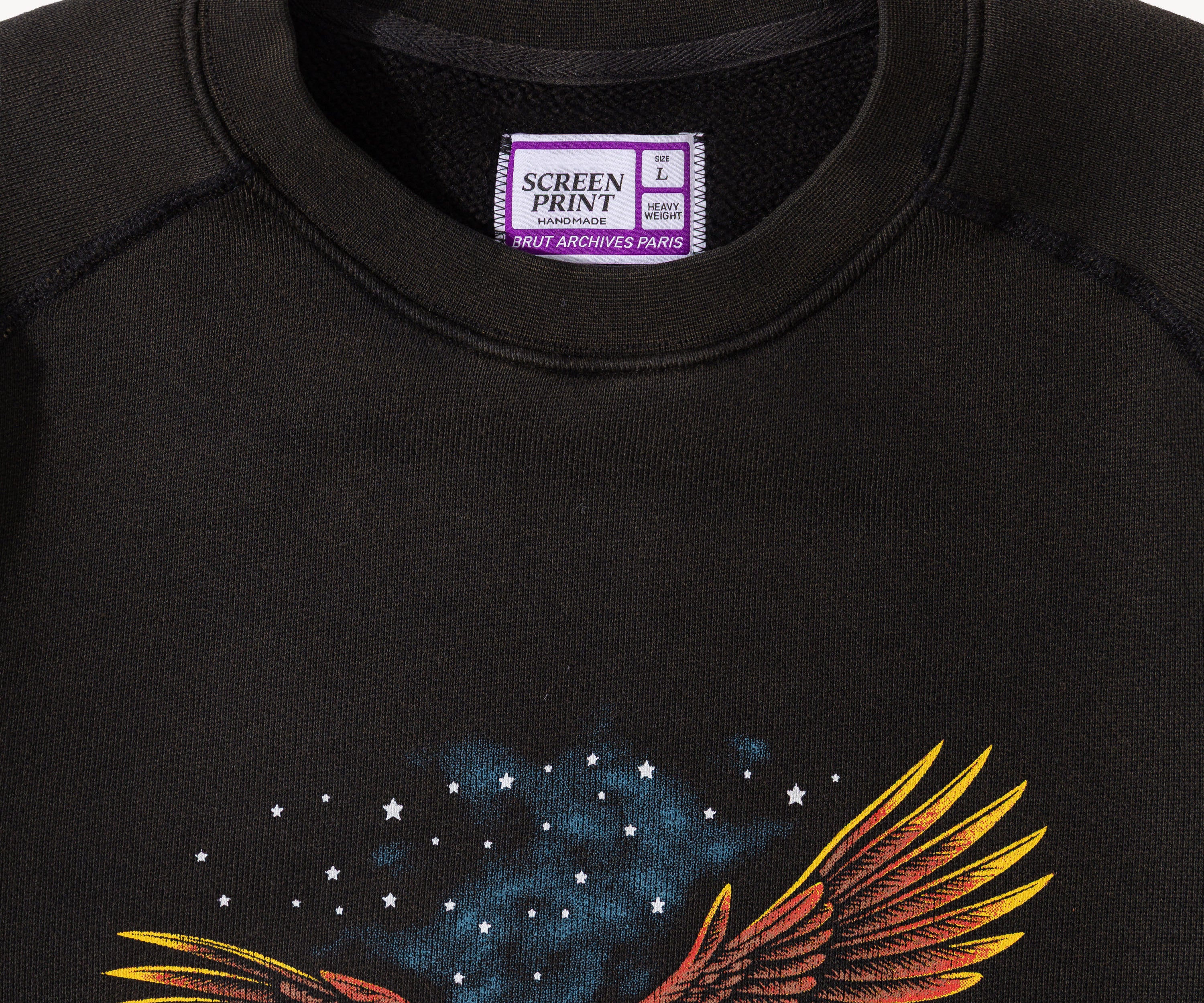 THE NIGHT EAGLE CREWNECK Sweat-shirt X-SMALL / NOIR - BRUT Clothing