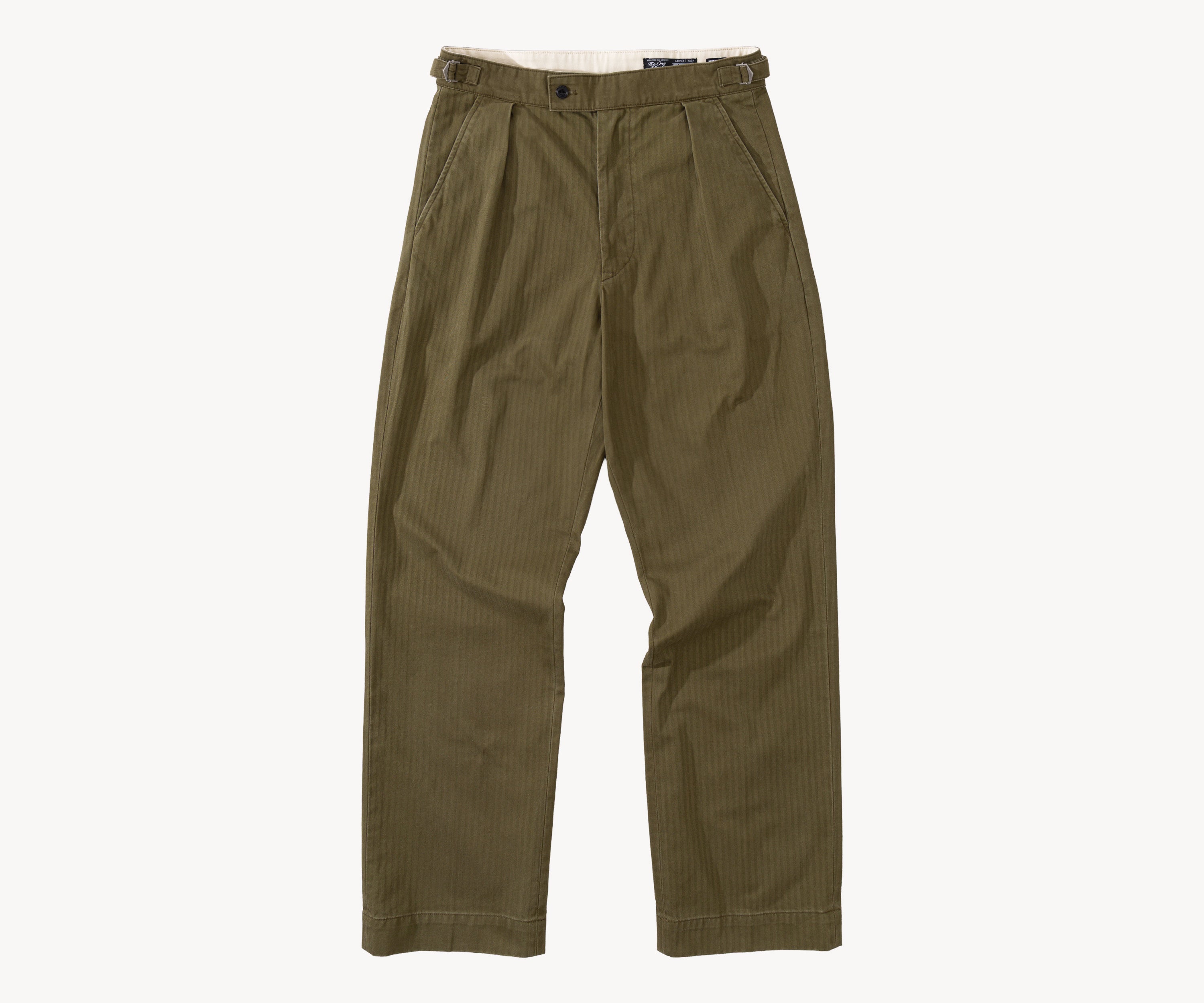 THE ONE PLEAT PANTS Taille US 26 / FR 36 / HBT VERT OLIVE - BRUT Clothing