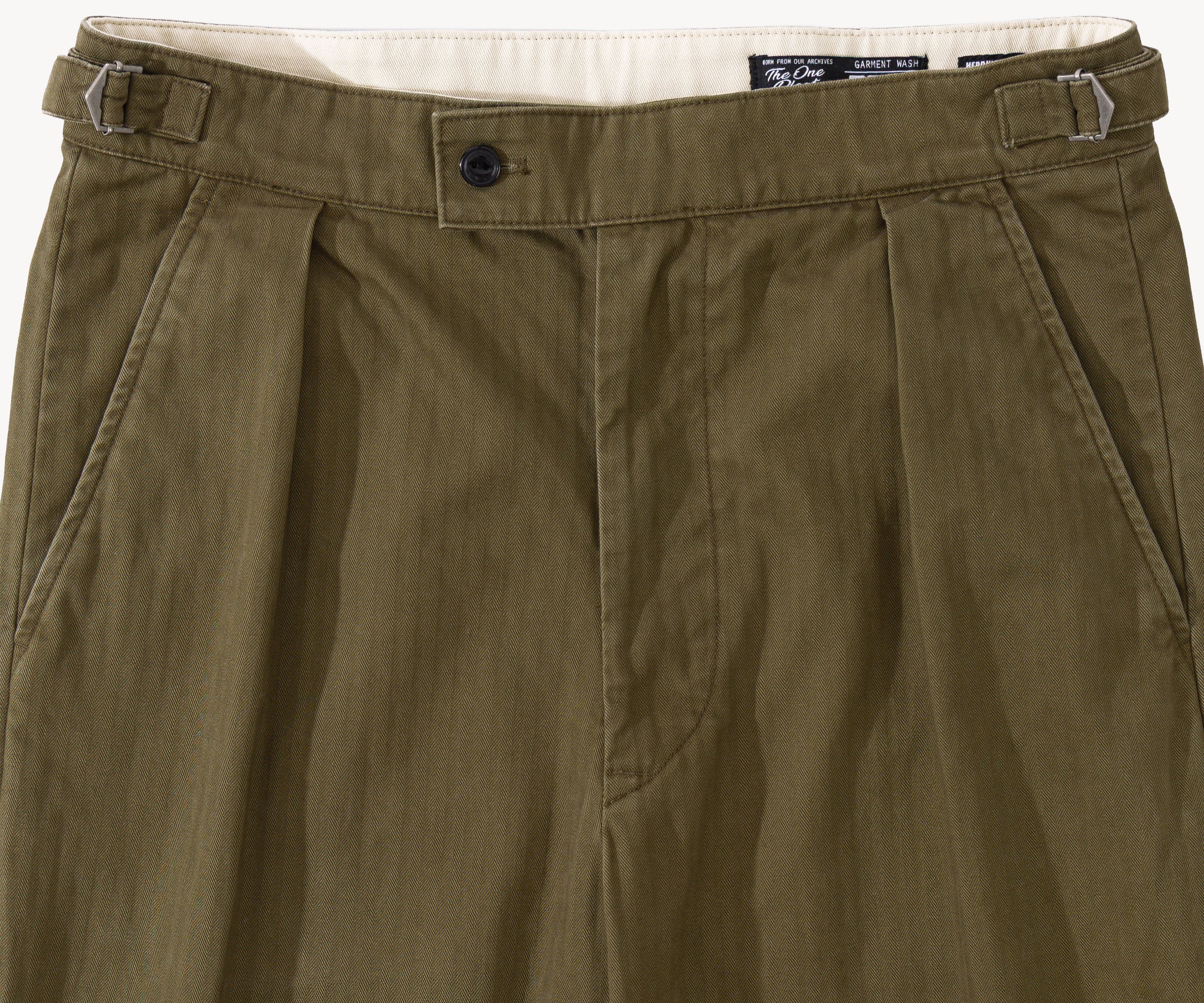 THE ONE PLEAT PANTS Taille US 26 / FR 36 / HBT VERT OLIVE - BRUT Clothing