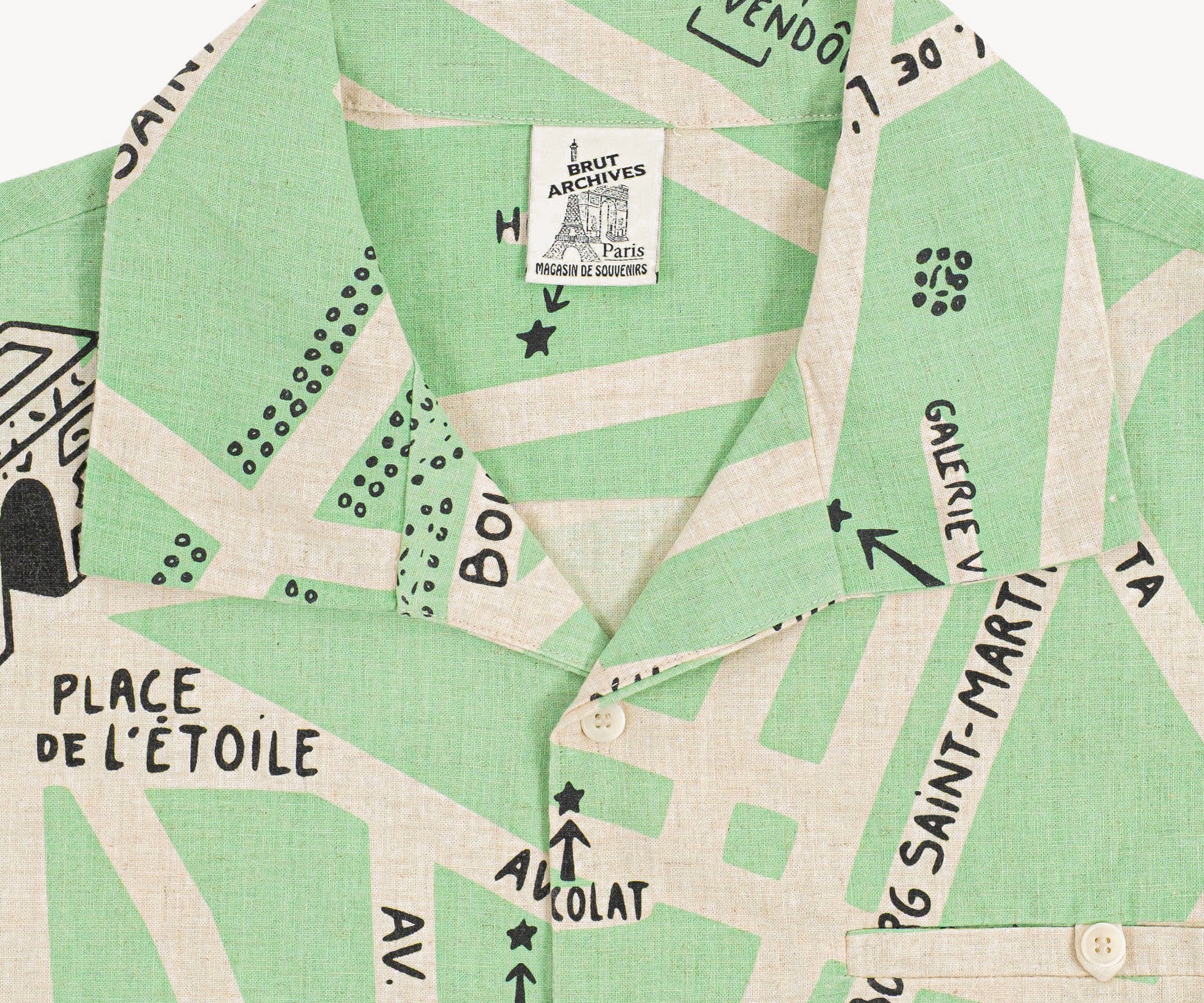THE PARIS MAP SHIRT Shirts X-SMALL T-shirts XS / VERT CLAIR - BRUT Clothing