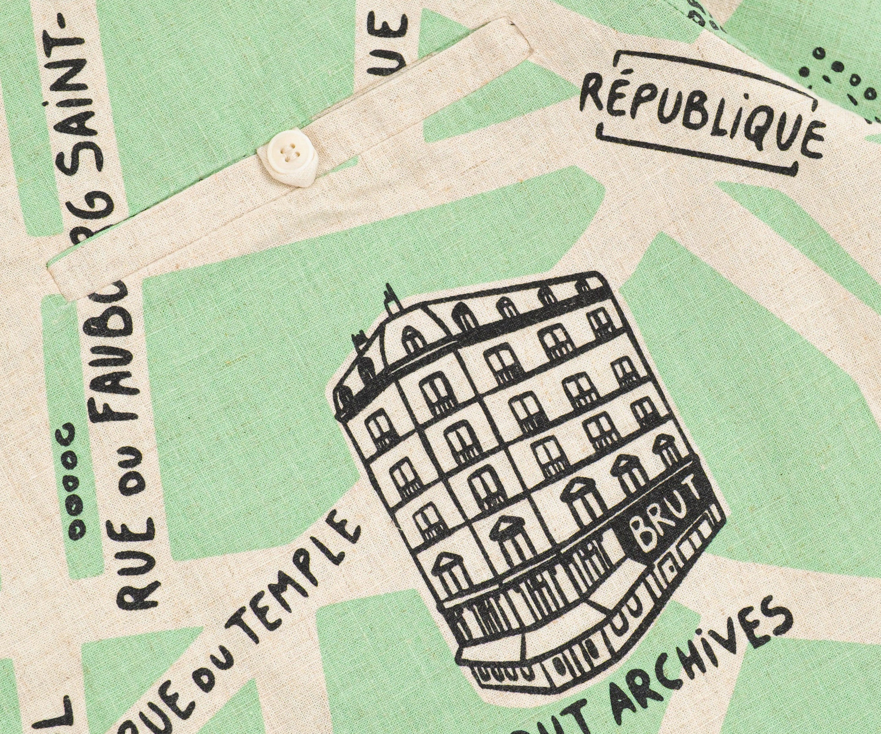 THE PARIS MAP SHIRT Shirts X-SMALL T-shirts XS / VERT CLAIR - BRUT Clothing