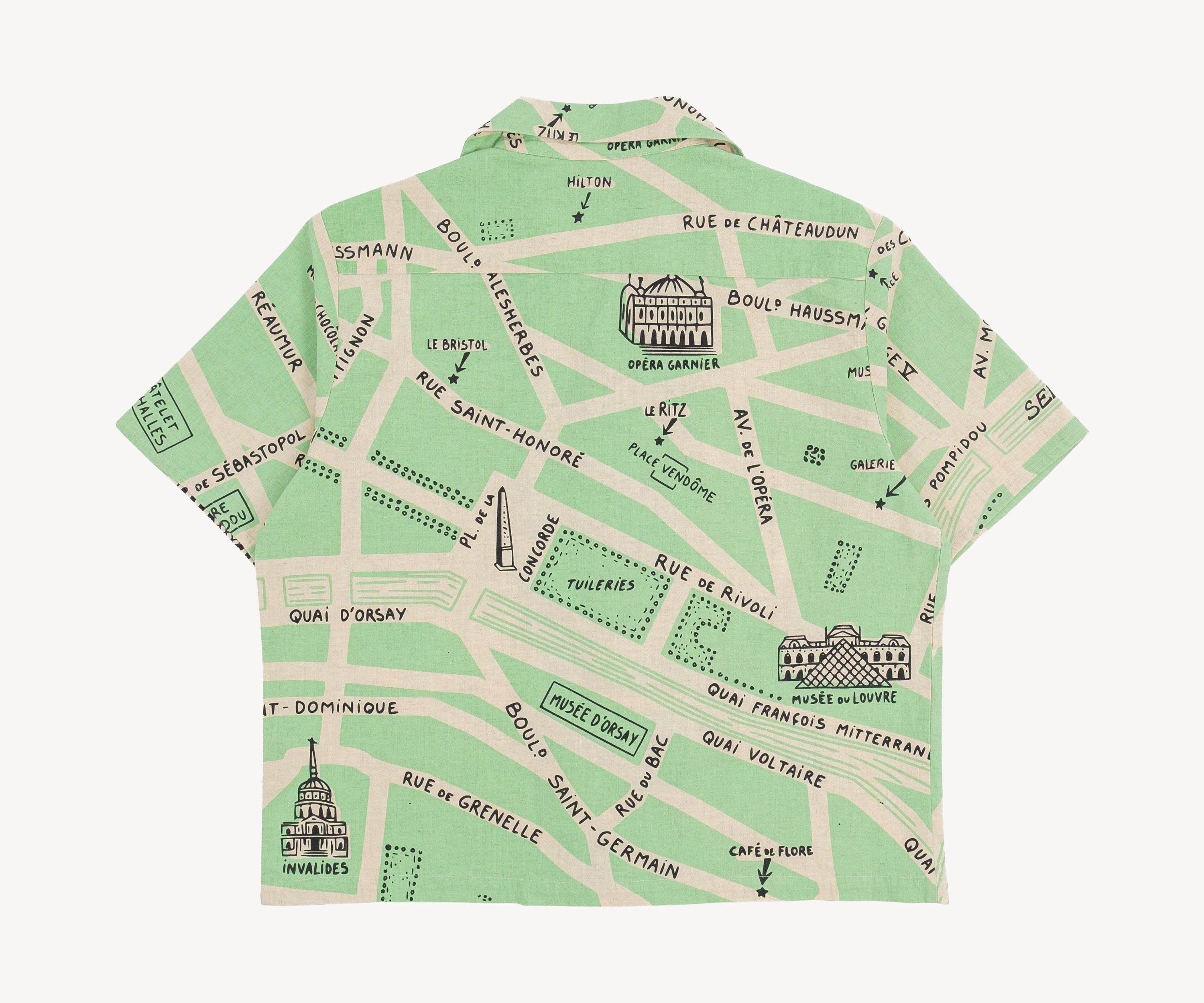 THE PARIS MAP SHIRT Shirts X-SMALL T-shirts XS / VERT CLAIR - BRUT Clothing