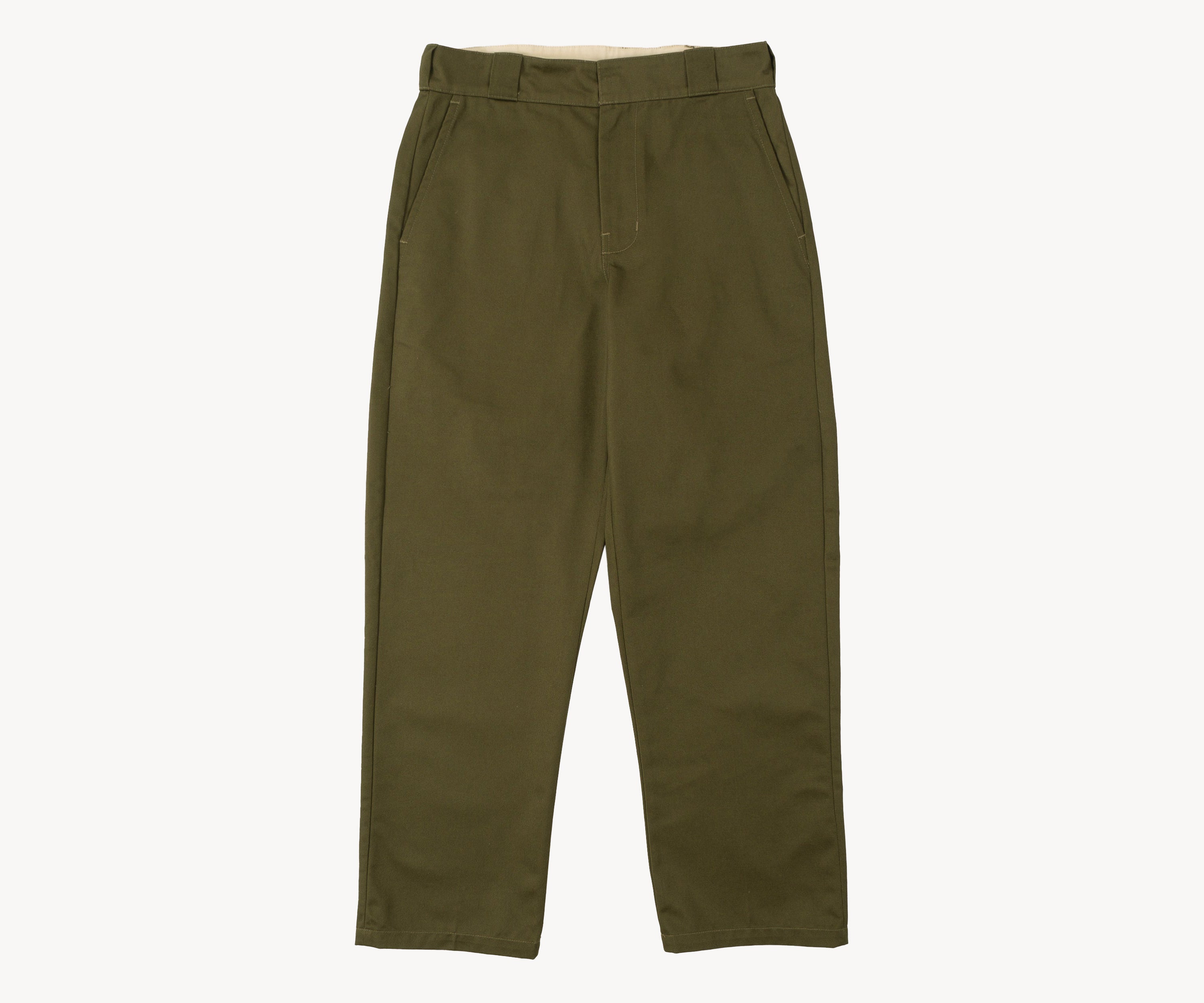 THE PLAIN FRONT PANTS Taille US 26 / FR 36 / VERT OLIVE - BRUT Clothing