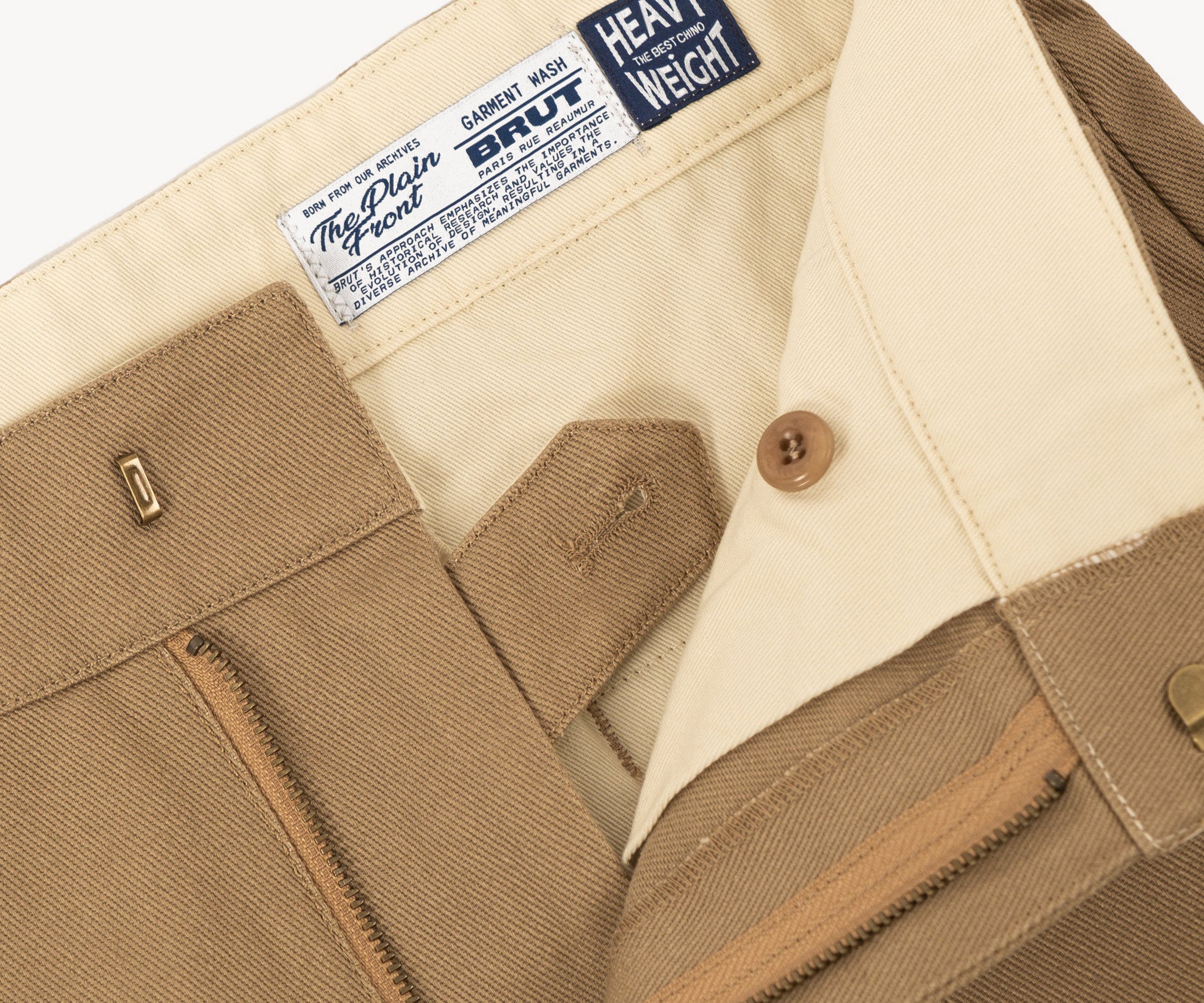 THE PLAIN FRONT PANTS Pants US26 / FR36 / KHAKI HEAVY WEIGHT - BRUT Clothing
