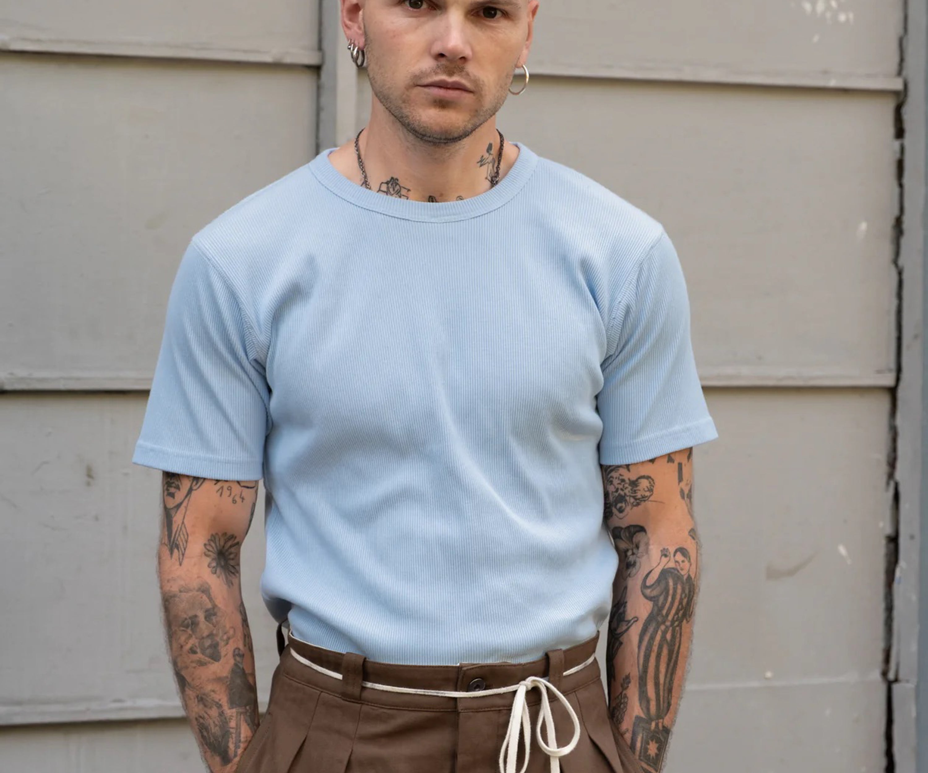 THE RIB TEE T-shirts X-SMALL / BLEU CIEL - BRUT Clothing
