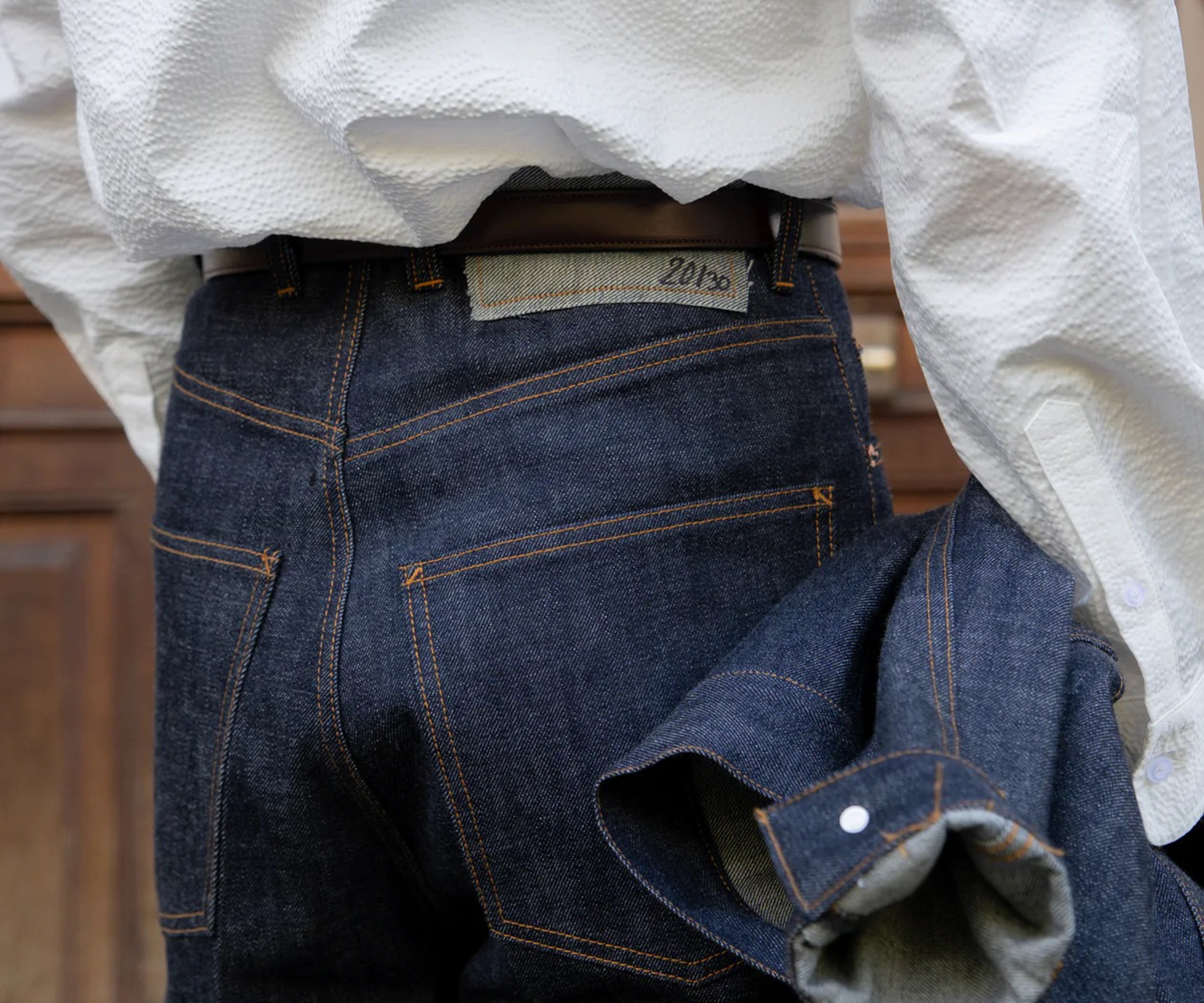REWORK® DOUBLE PLEATED DENIM - US28 / FR38 / INDIGO BRUT - BRUT Clothing