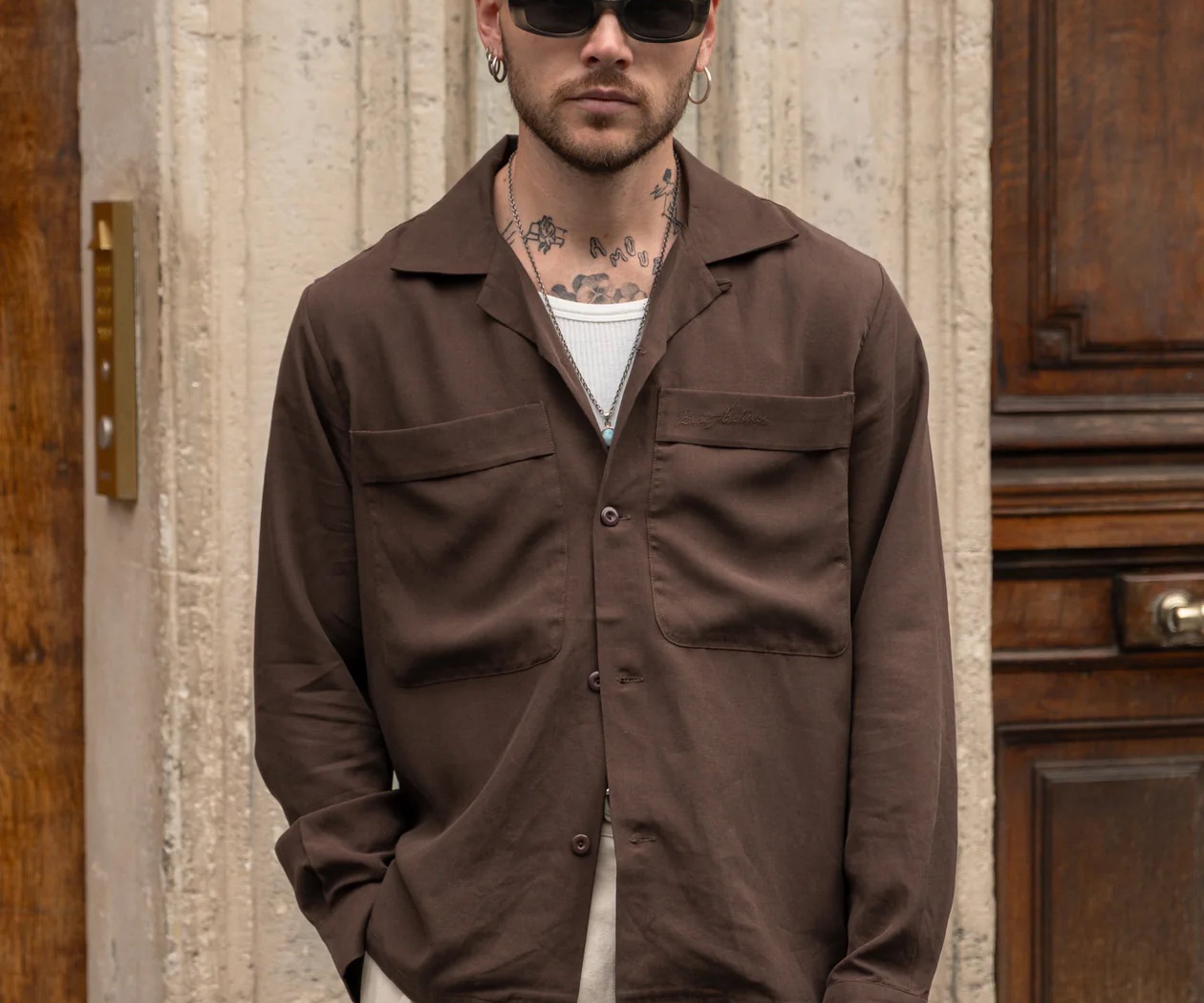 LA GRANDE CHEMISE Chemises X-SMALL / MARRON - BRUT Clothing
