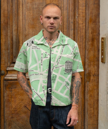 map dress shirt Morocco Map Silk Shirt