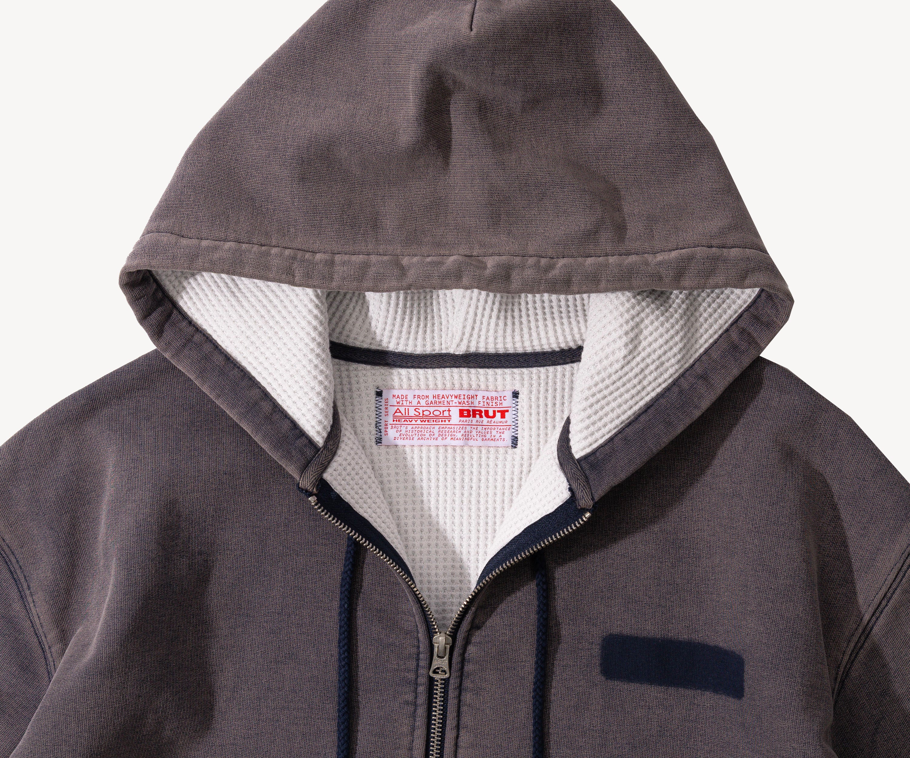 THE RAGGED THERMAL HOODIE Sweats X-SMALL / BLEU MARINE DÉLAVÉ - BRUT Clothing